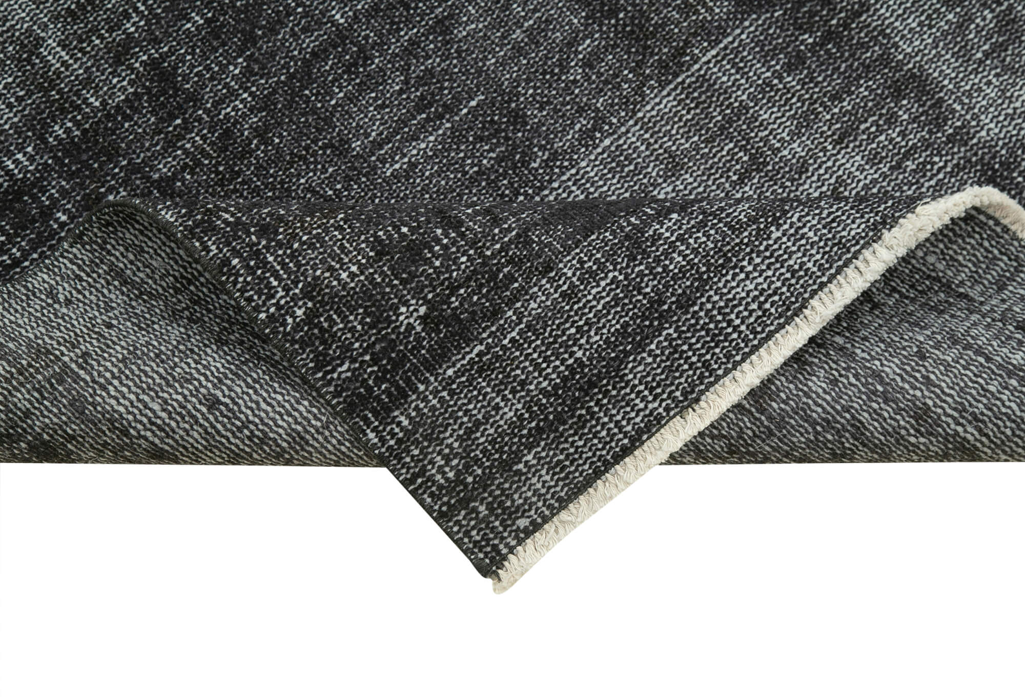 Handmade Vintage Area Rug – Overdyed Wool Rug Black 2'8''x9'8'' Cotton Wool Carpet
