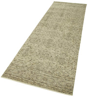 Handmade Vintage Area Rug – Overdyed Beige Wool Rug 3'0'' x 10'2'' | Turkish Cotton Blend