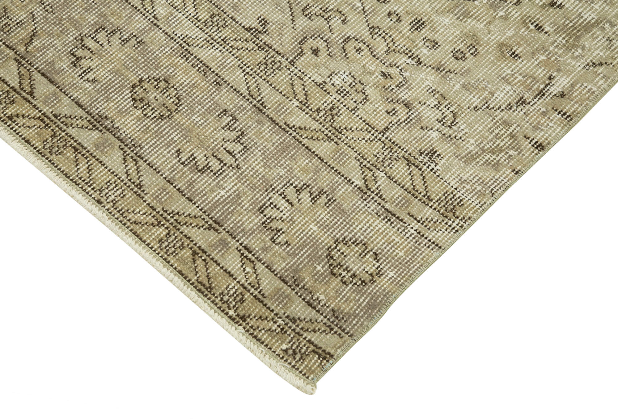 Handmade Vintage Area Rug – Overdyed Beige Wool Rug 3'0'' x 10'2'' | Turkish Cotton Blend