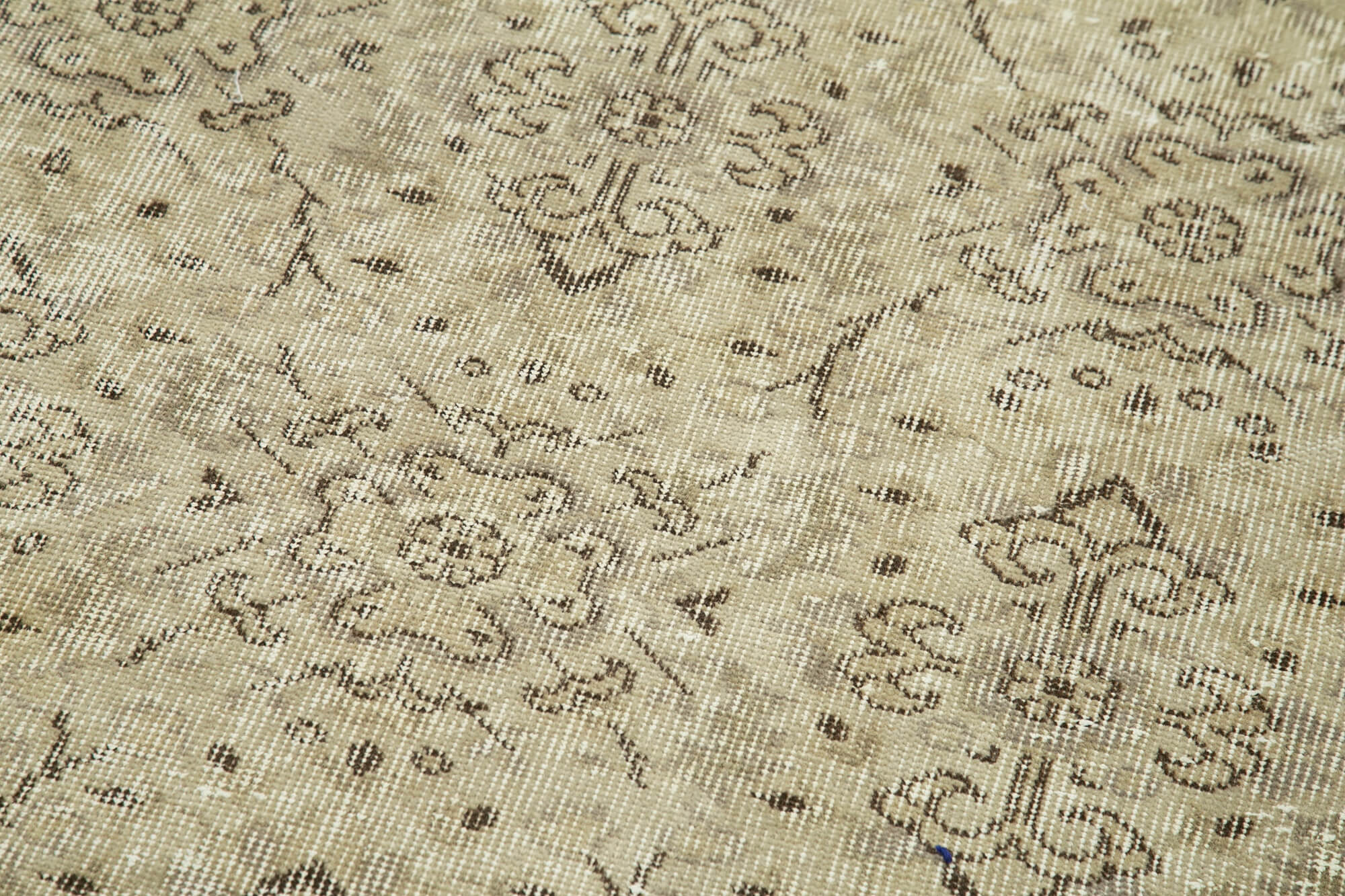 Handmade Vintage Area Rug – Overdyed Beige Wool Rug 3'0'' x 10'2'' | Turkish Cotton Blend