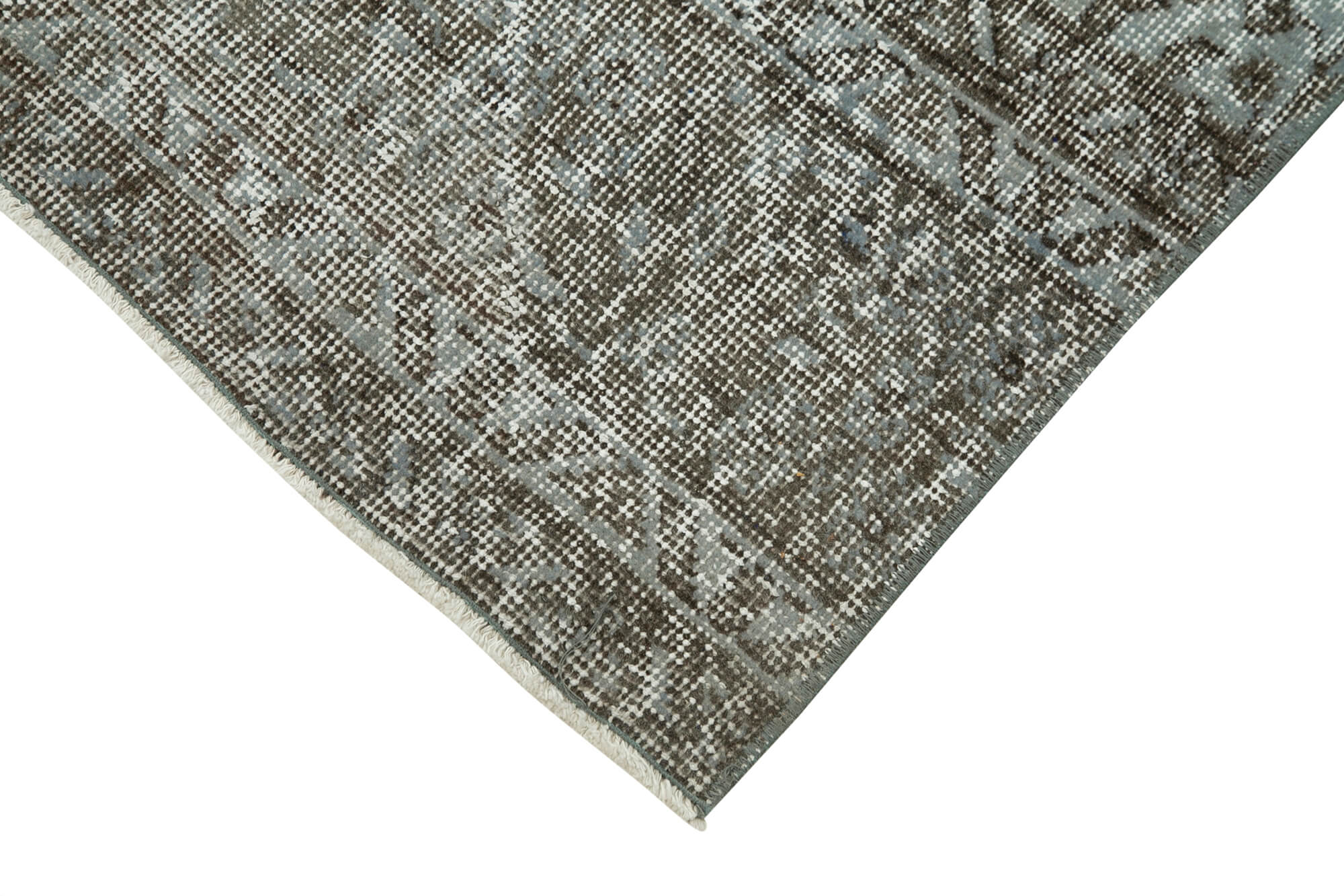 Vintage Wool Area Rug – Handmade Overdyed Blue Cotton Wool Rug 2'6'' x 9'9''