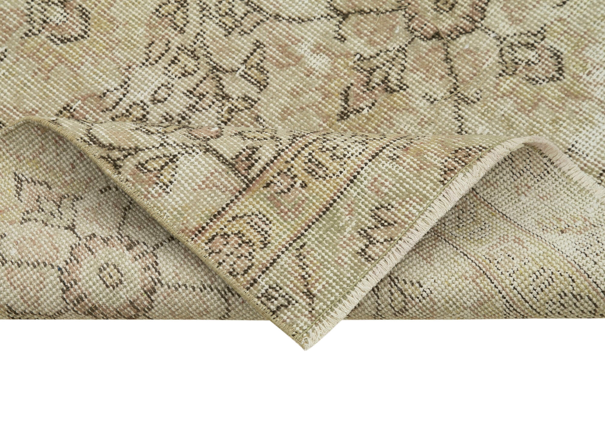 Handmade Area Rug – Overdyed Wool Vintage Cotton Rug | Soft Durable Beige Carpet