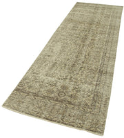 Vintage Area Rug – Handmade Wool Rug | Overdyed Beige Cotton Wool Carpet 3'0''x10'1''