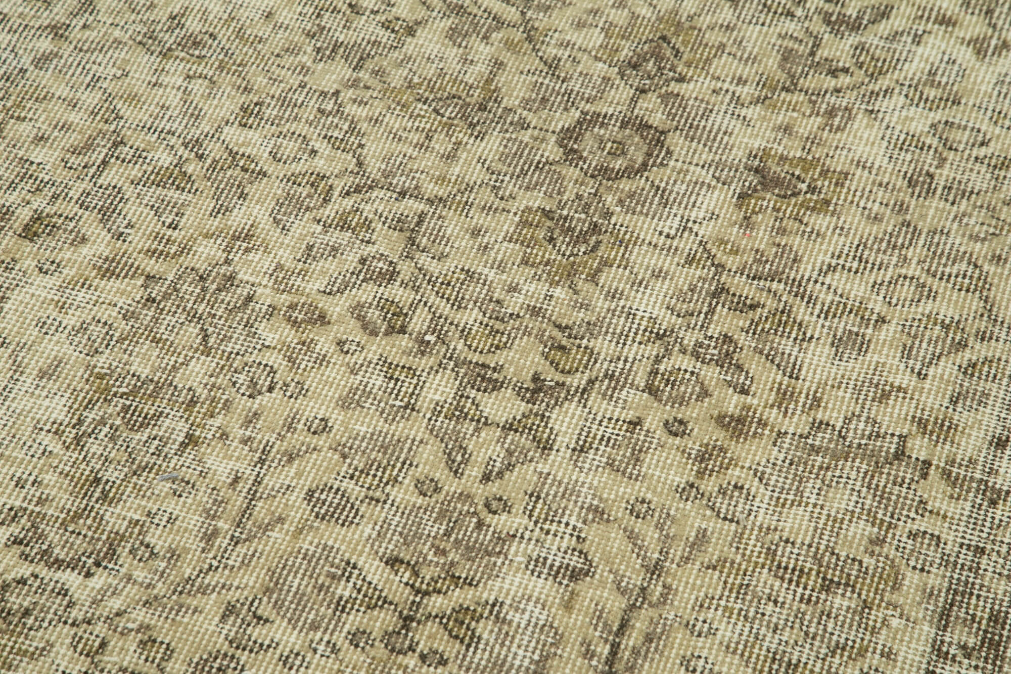 Vintage Area Rug – Handmade Wool Rug | Overdyed Beige Cotton Wool Carpet 3'0''x10'1''
