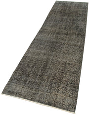 Handmade Vintage Area Rug – Overdyed Wool Rug | Black Cotton Wool Carpet 2'8''x10'1''