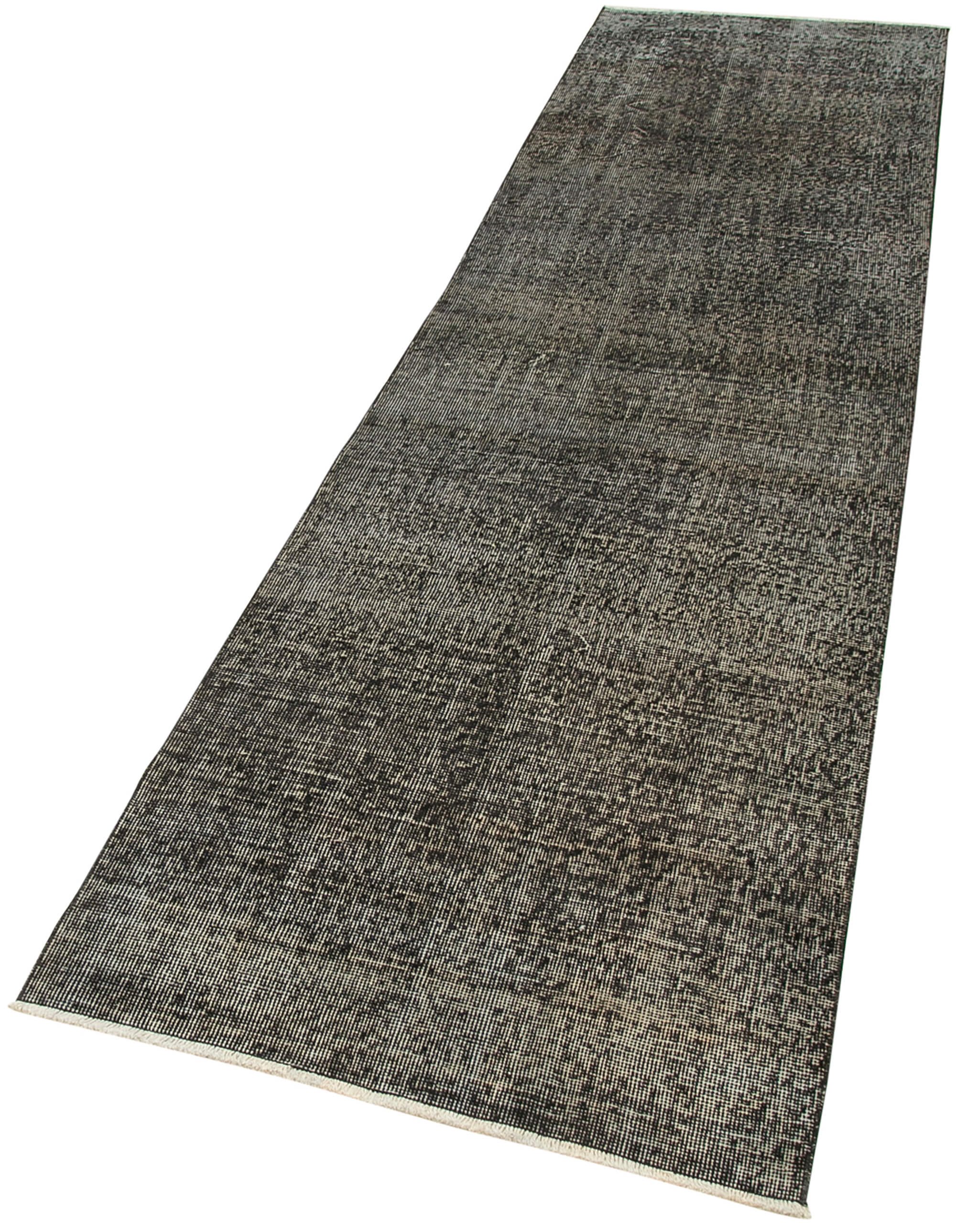 Handmade Vintage Area Rug – Overdyed Wool Rug | Black Cotton Wool Carpet 2'8''x10'1''