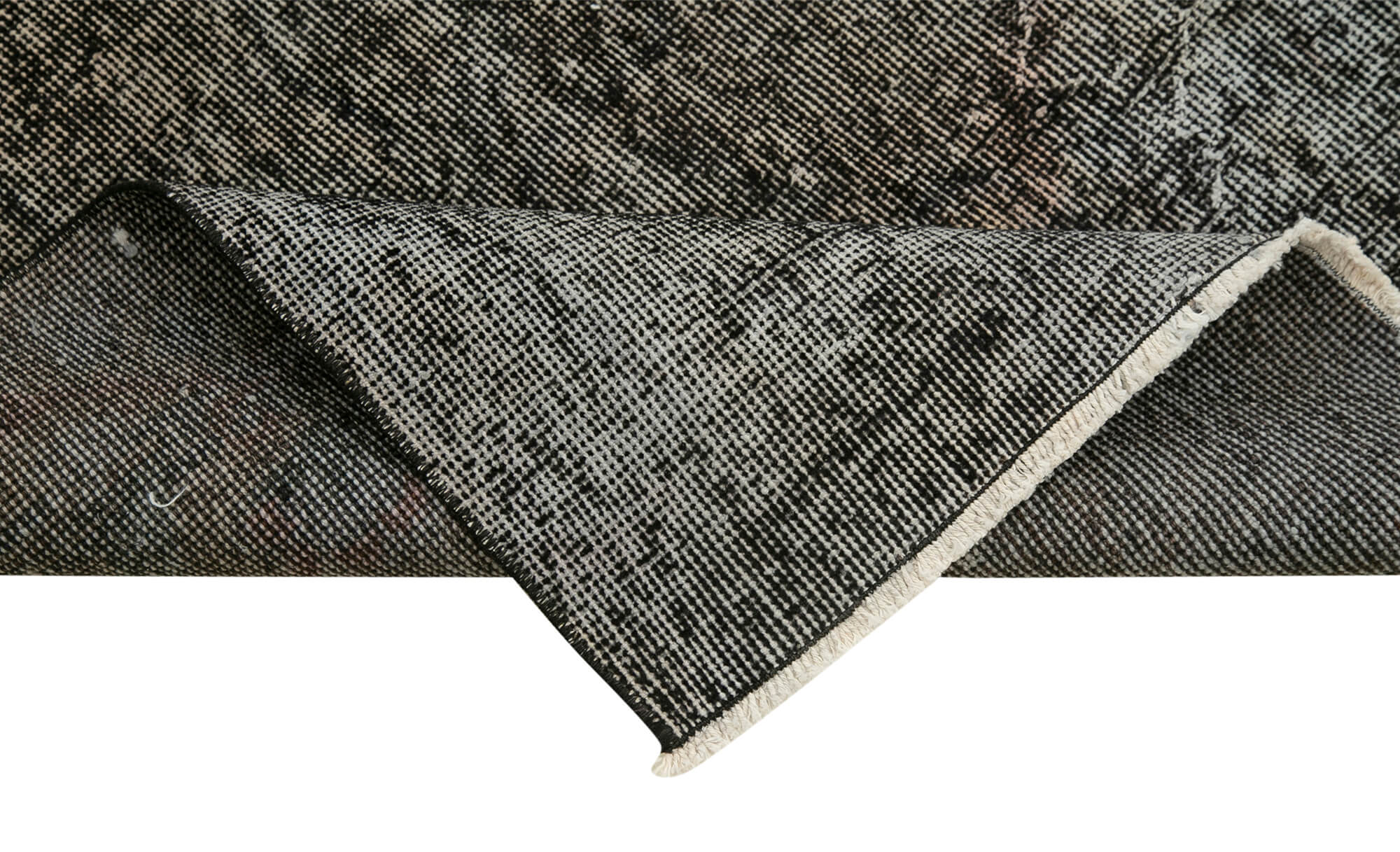 Handmade Vintage Area Rug – Overdyed Wool Rug | Black Cotton Wool Carpet 2'8''x10'1''