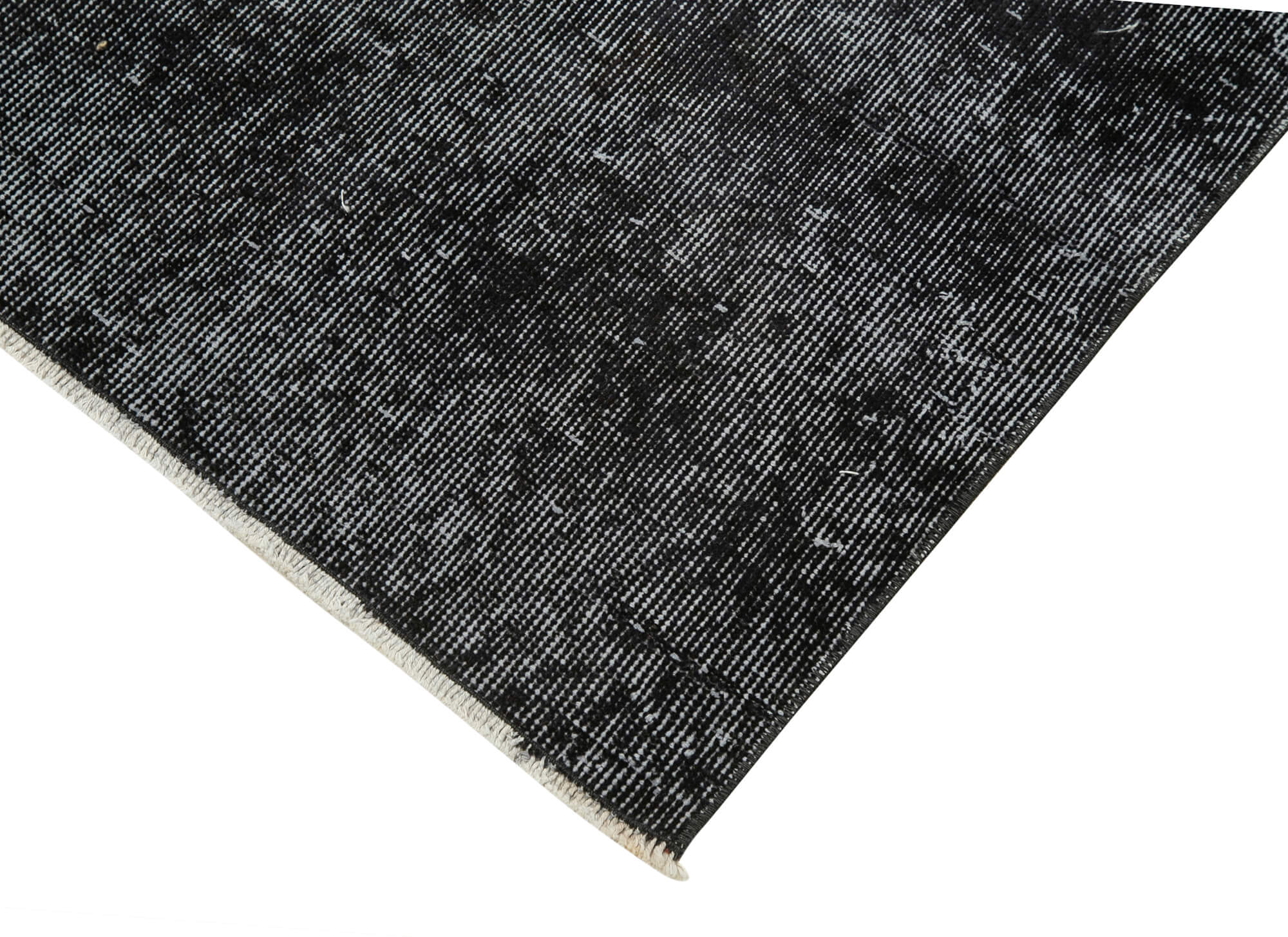 Handmade Wool Area Rug - Overdyed Black Vintage Cotton Wool Rug 2'7''x9'6''