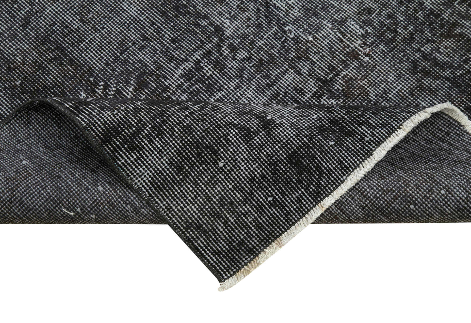 Handmade Wool Area Rug - Overdyed Black Vintage Cotton Wool Rug 2'7''x9'6''