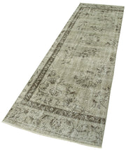 Handmade Area Rug - Overdyed Grey Vintage Wool & Cotton Carpet 2'7''x10'6''