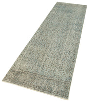 Handmade Vintage Area Rug - Overdyed Wool Rug, Grey Cotton Blend Carpet 2'7''x9'11''