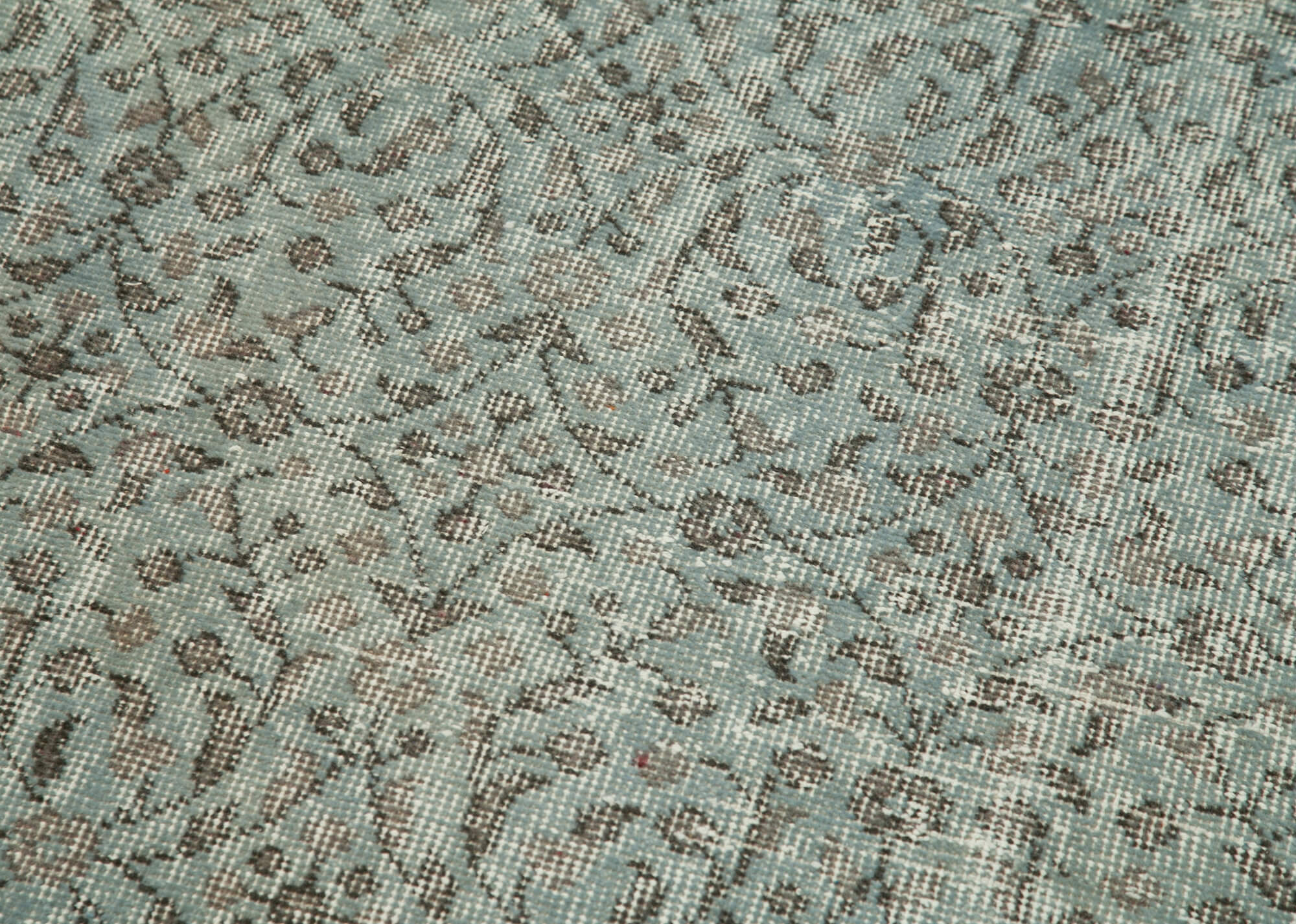 Handmade Vintage Area Rug - Overdyed Wool Rug, Grey Cotton Blend Carpet 2'7''x9'11''