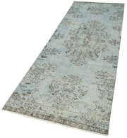 Vintage Wool Area Rug - Overdyed Blue Rug, Handmade Cotton Wool Carpet 2'11'' x 9'5''