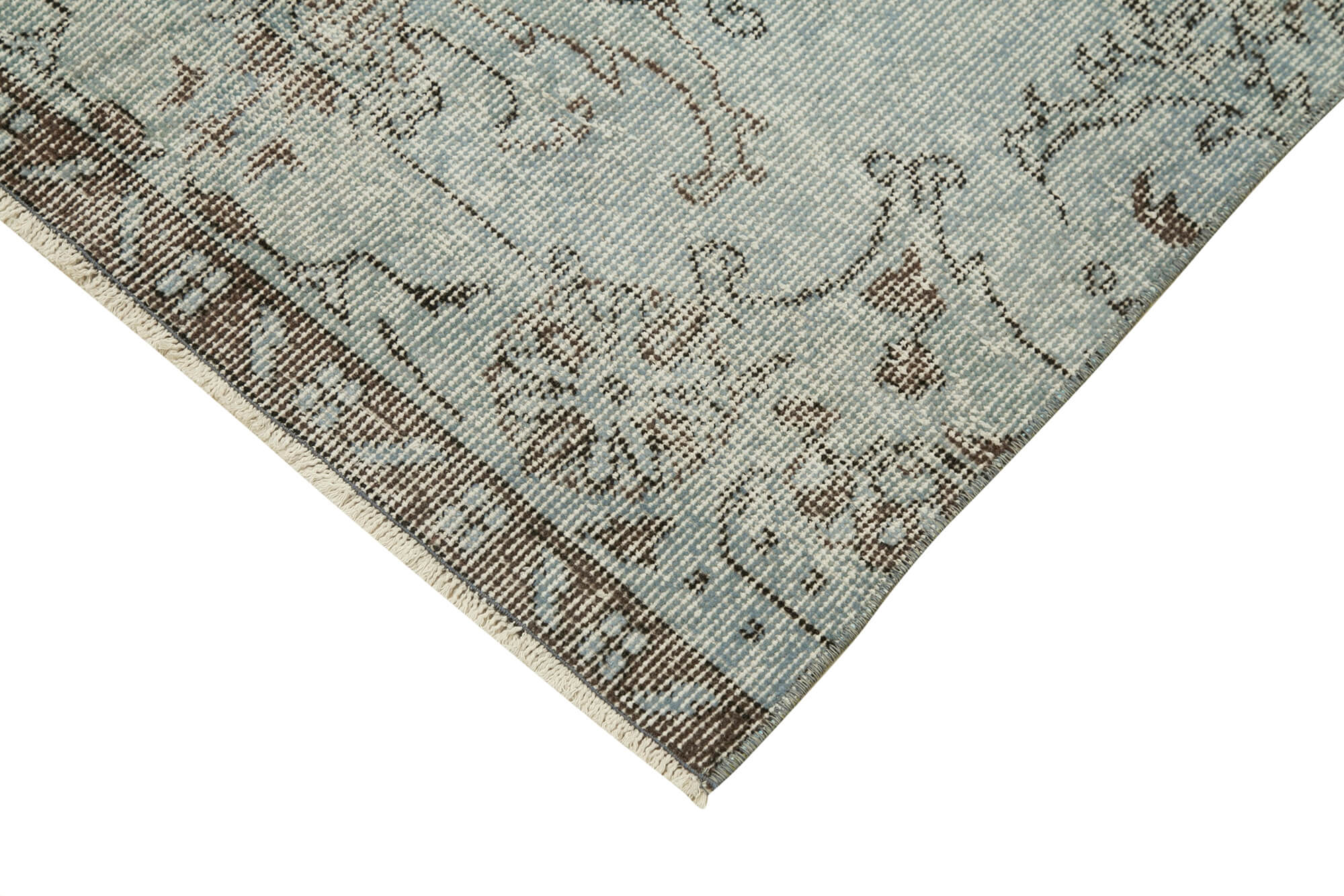 Vintage Wool Area Rug - Overdyed Blue Rug, Handmade Cotton Wool Carpet 2'11'' x 9'5''