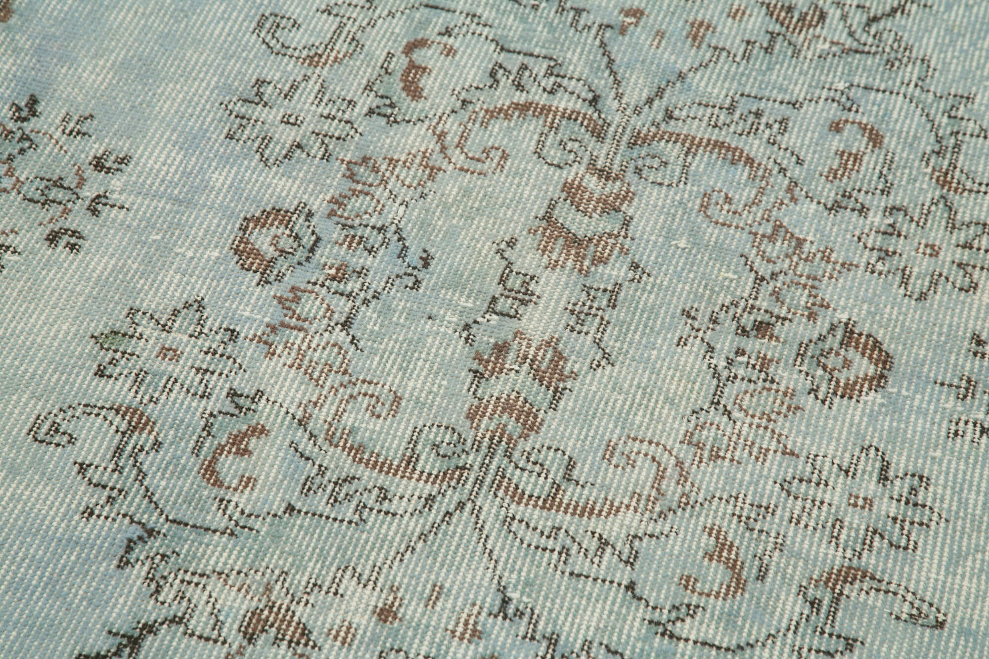 Vintage Wool Area Rug - Overdyed Blue Rug, Handmade Cotton Wool Carpet 2'11'' x 9'5''