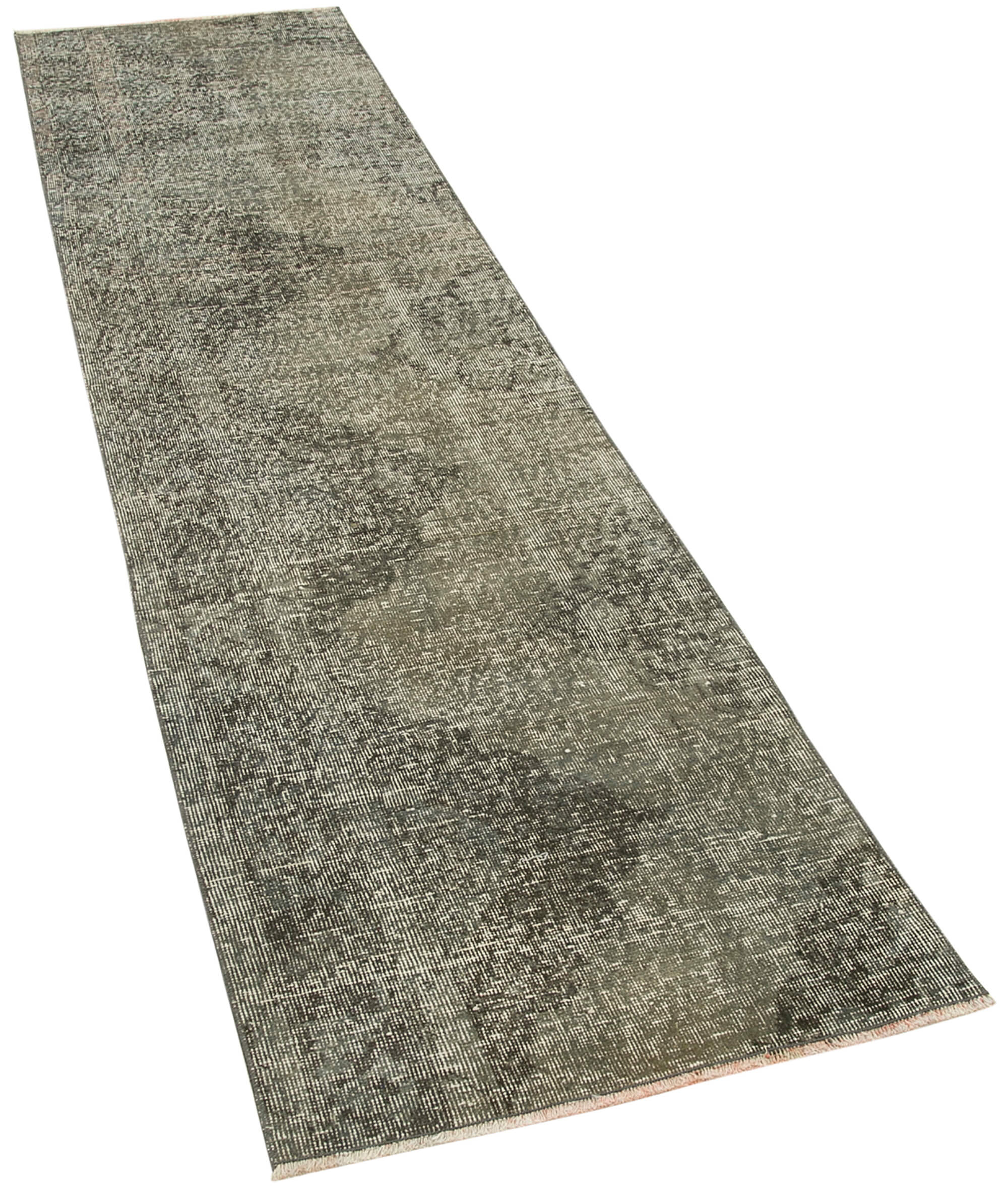 Handmade Vintage Area Rug – Overdyed Wool Rug | Grey 2'4'' x 9'7'' Carpet