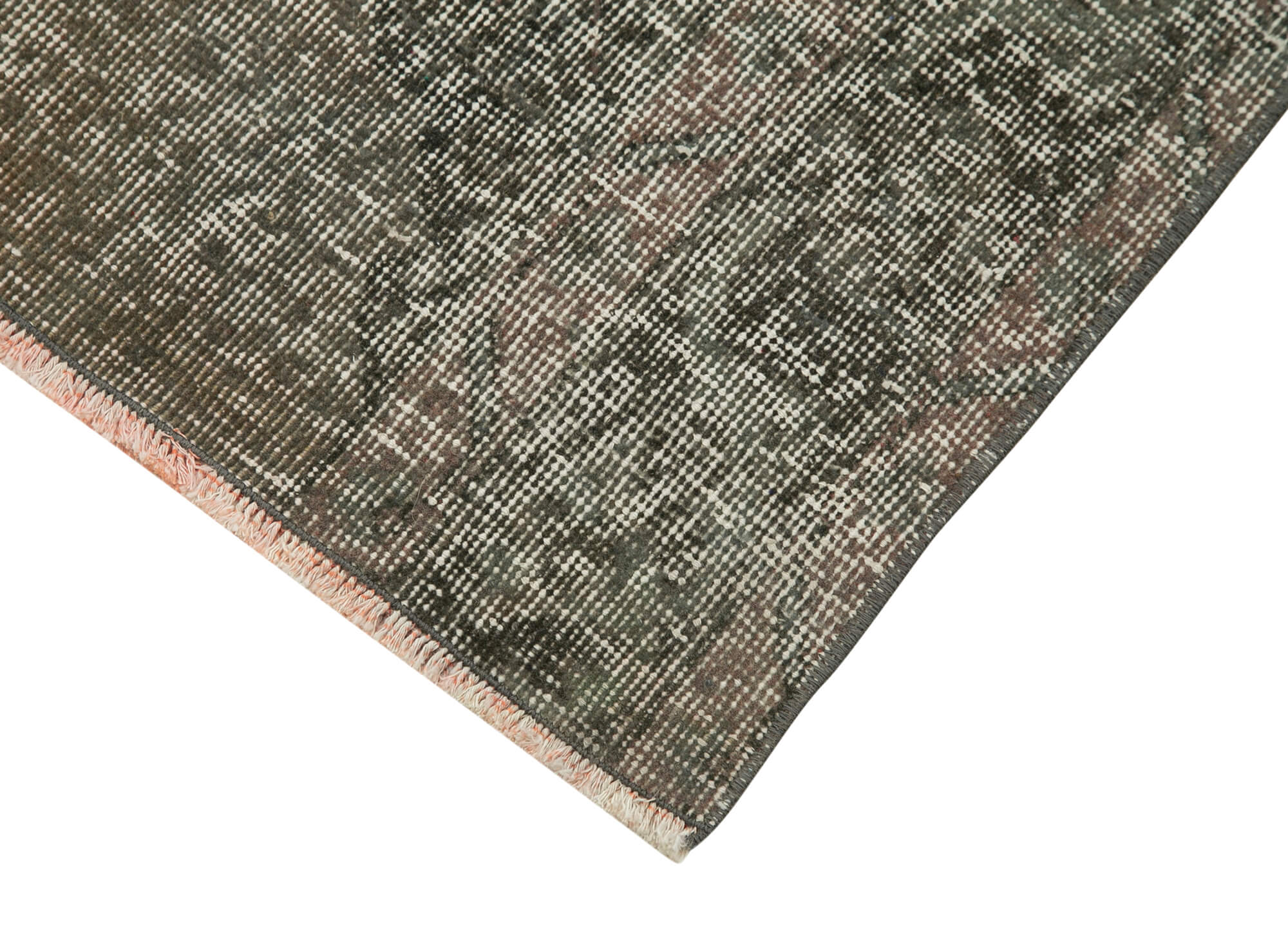 Handmade Vintage Area Rug – Overdyed Wool Rug | Grey 2'4'' x 9'7'' Carpet