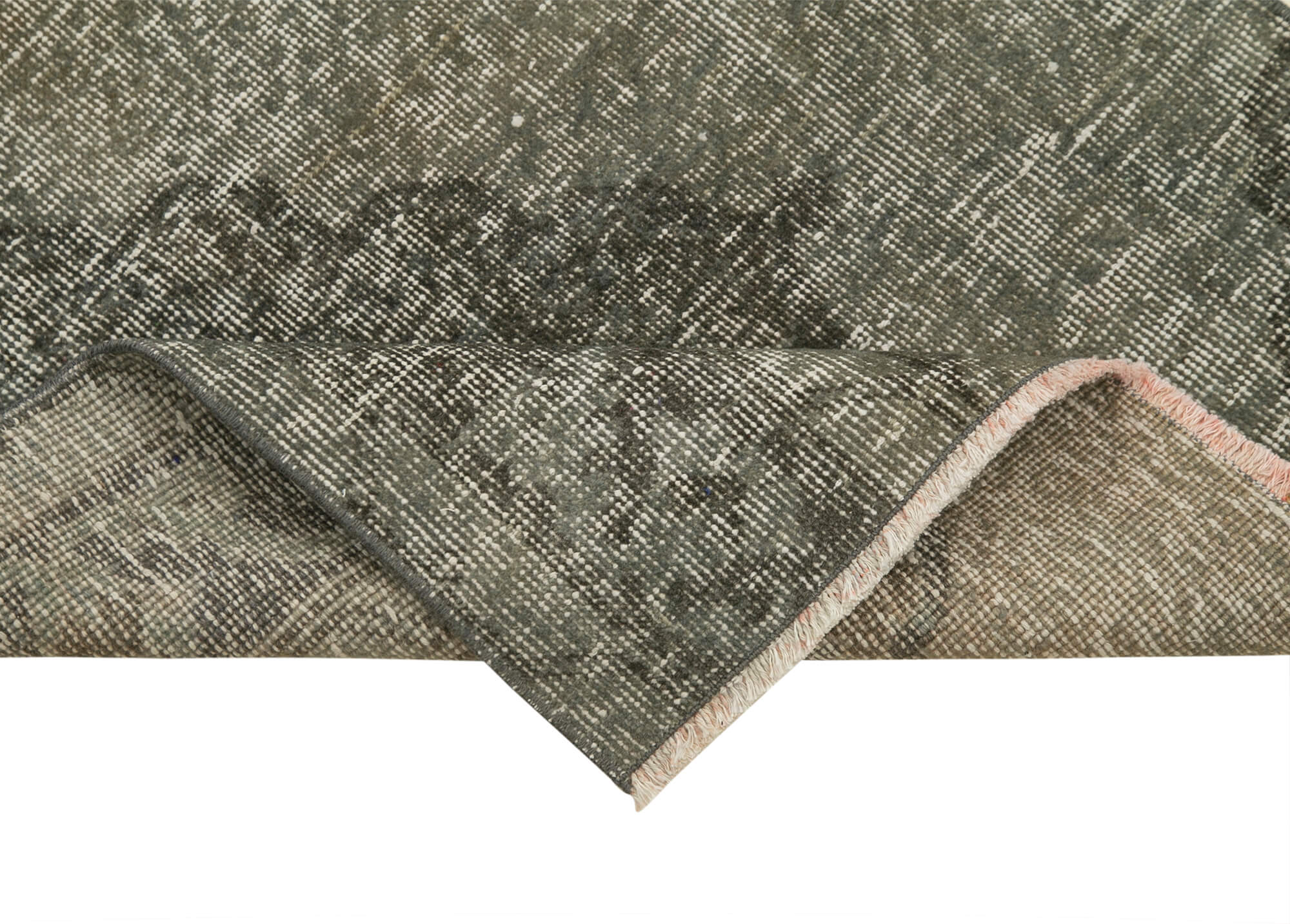 Handmade Vintage Area Rug – Overdyed Wool Rug | Grey 2'4'' x 9'7'' Carpet