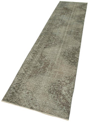 Handmade Vintage Area Rug – Overdyed Wool Rug | Turkish Hand Knotted Carpet 2'4''x11'7''