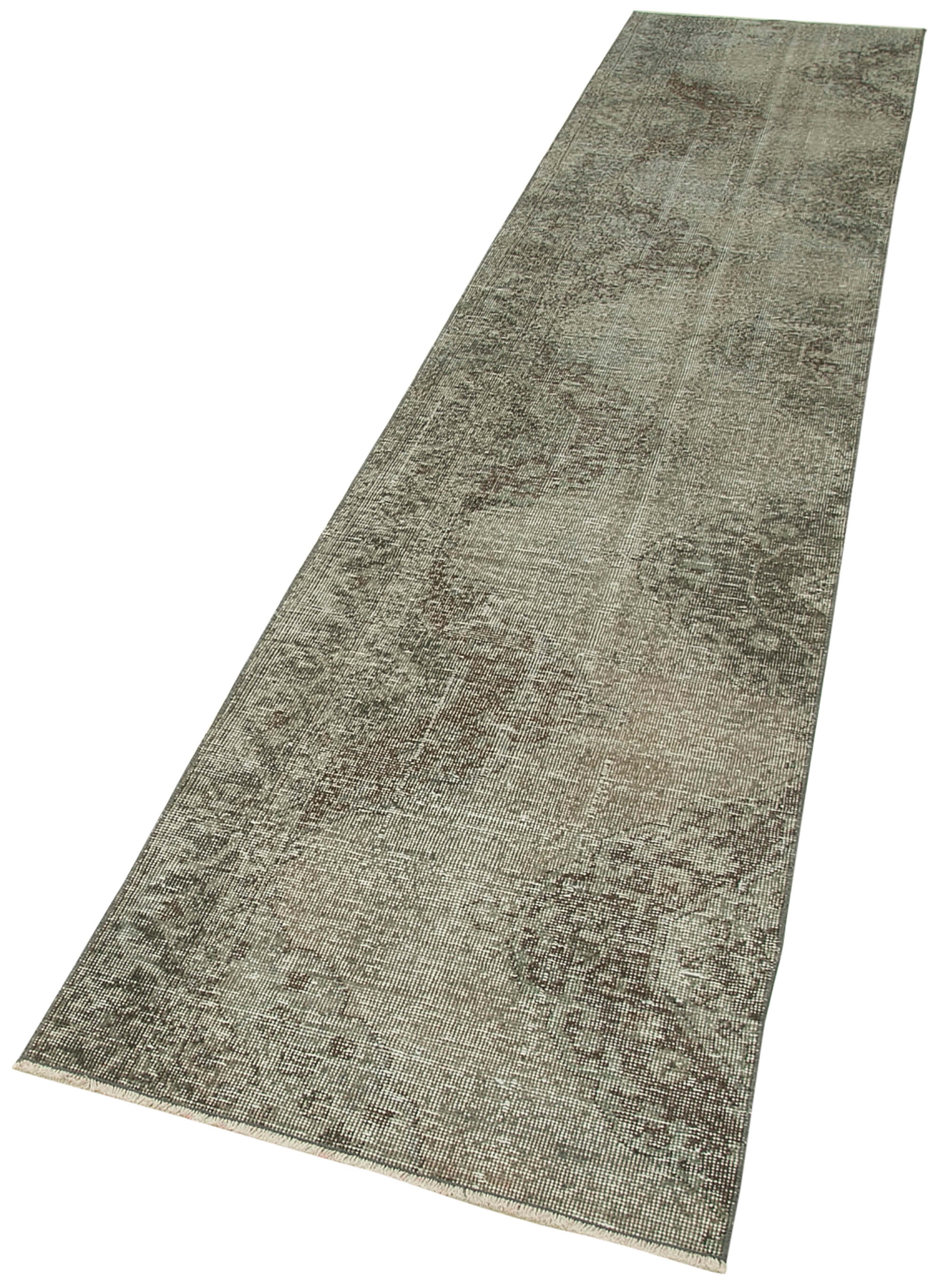 Handmade Vintage Area Rug – Overdyed Wool Rug | Turkish Hand Knotted Carpet 2'4''x11'7''