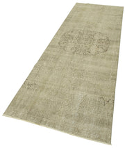 Handmade Area Rug - Overdyed Vintage Cotton Wool 3x10 Soft Neutral Beige Carpet