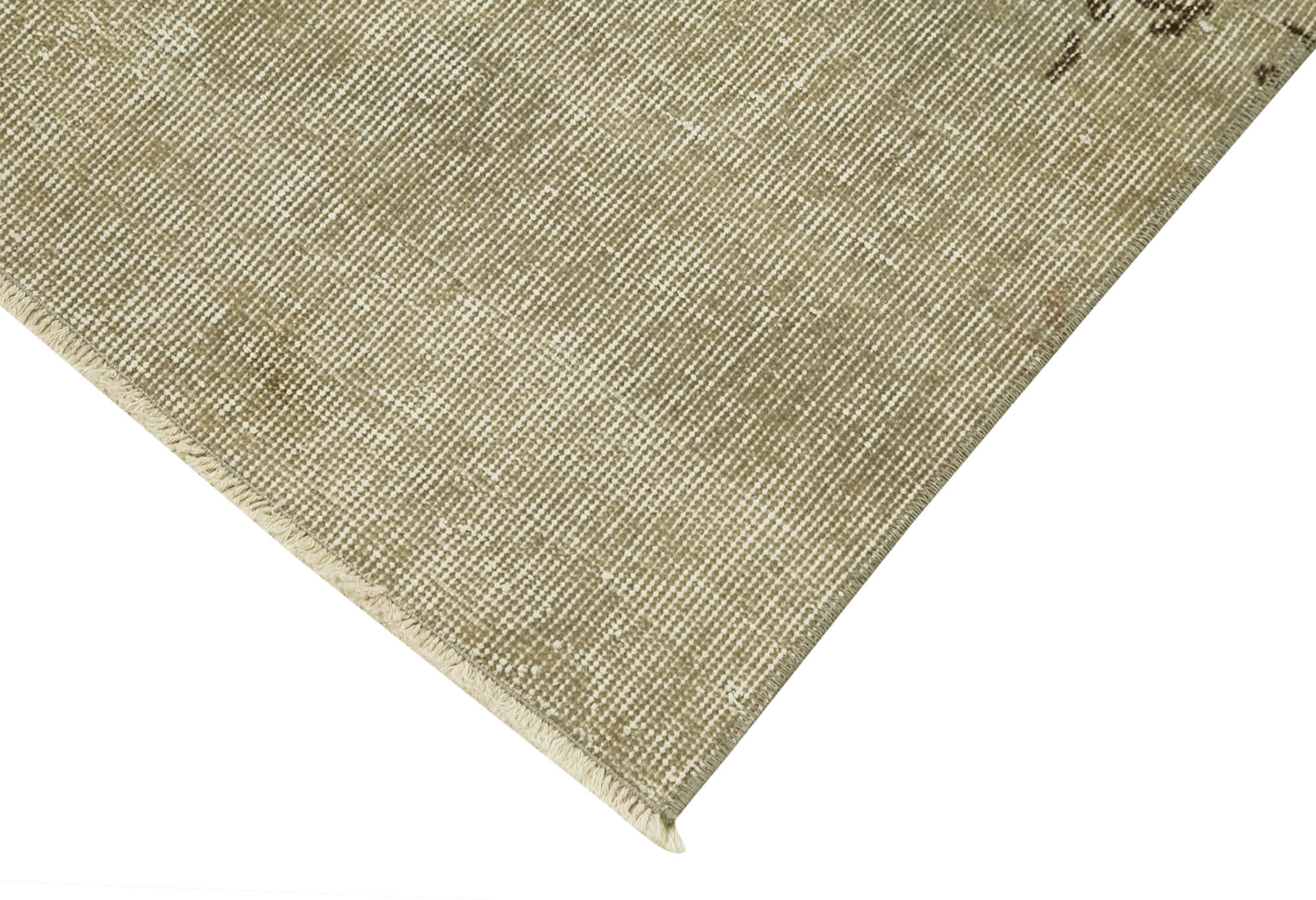 Handmade Area Rug - Overdyed Vintage Cotton Wool 3x10 Soft Neutral Beige Carpet