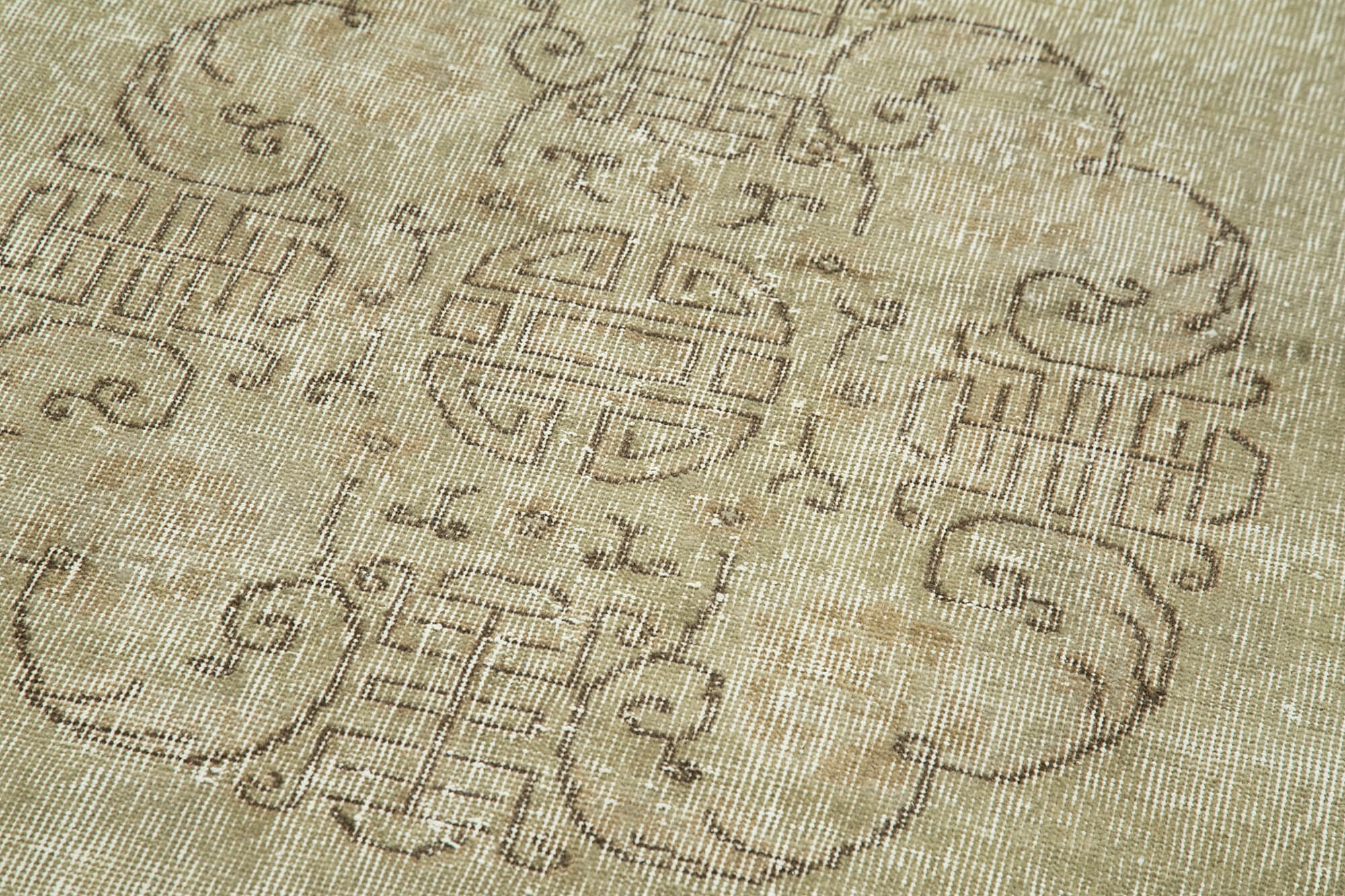 Handmade Area Rug - Overdyed Vintage Cotton Wool 3x10 Soft Neutral Beige Carpet