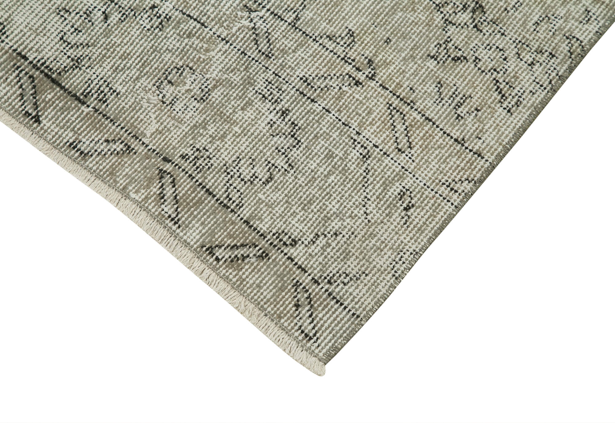 Handmade Vintage Area Rug – Handcrafted Floor Decor | Turkish Hand Knotted, Overdyed Wool Rug Grey 2'10''x10'2''