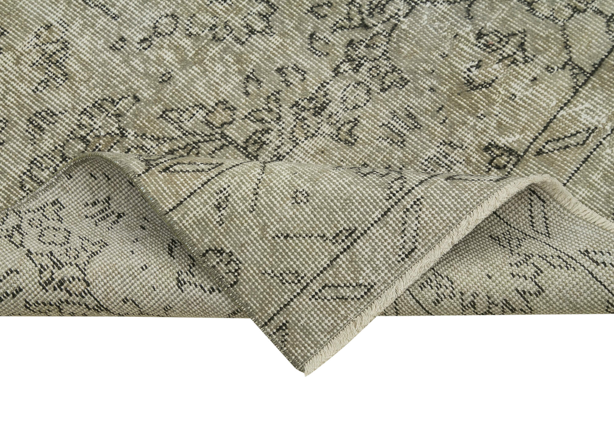 Handmade Vintage Area Rug – Handcrafted Floor Decor | Turkish Hand Knotted, Overdyed Wool Rug Grey 2'10''x10'2''