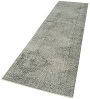 Handmade Vintage Area Rug - Overdyed Vintage Rug in Grey, Cotton Wool Blend 3'x11'10''