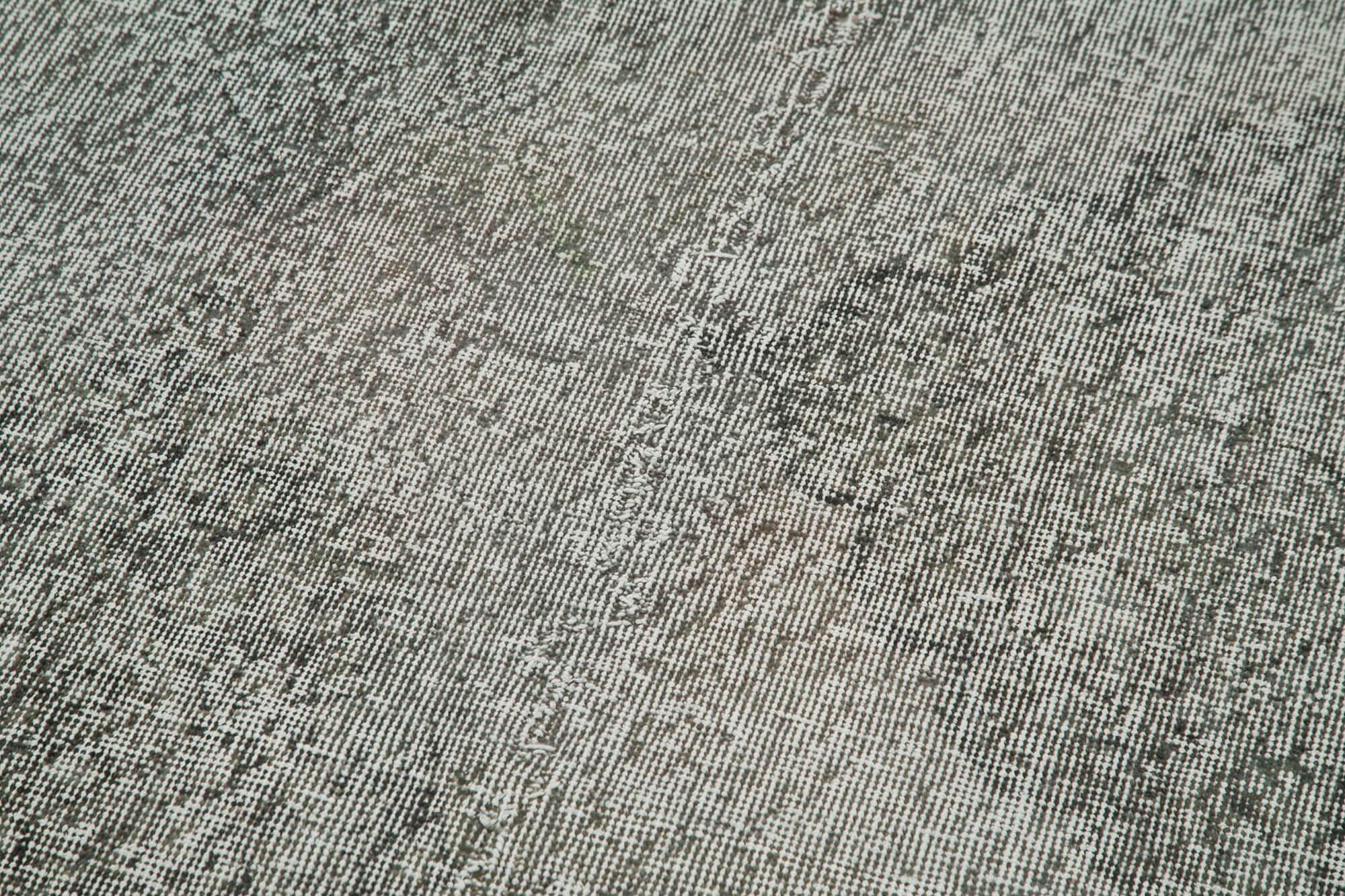 Handmade Vintage Area Rug - Overdyed Vintage Rug in Grey, Cotton Wool Blend 3'x11'10''