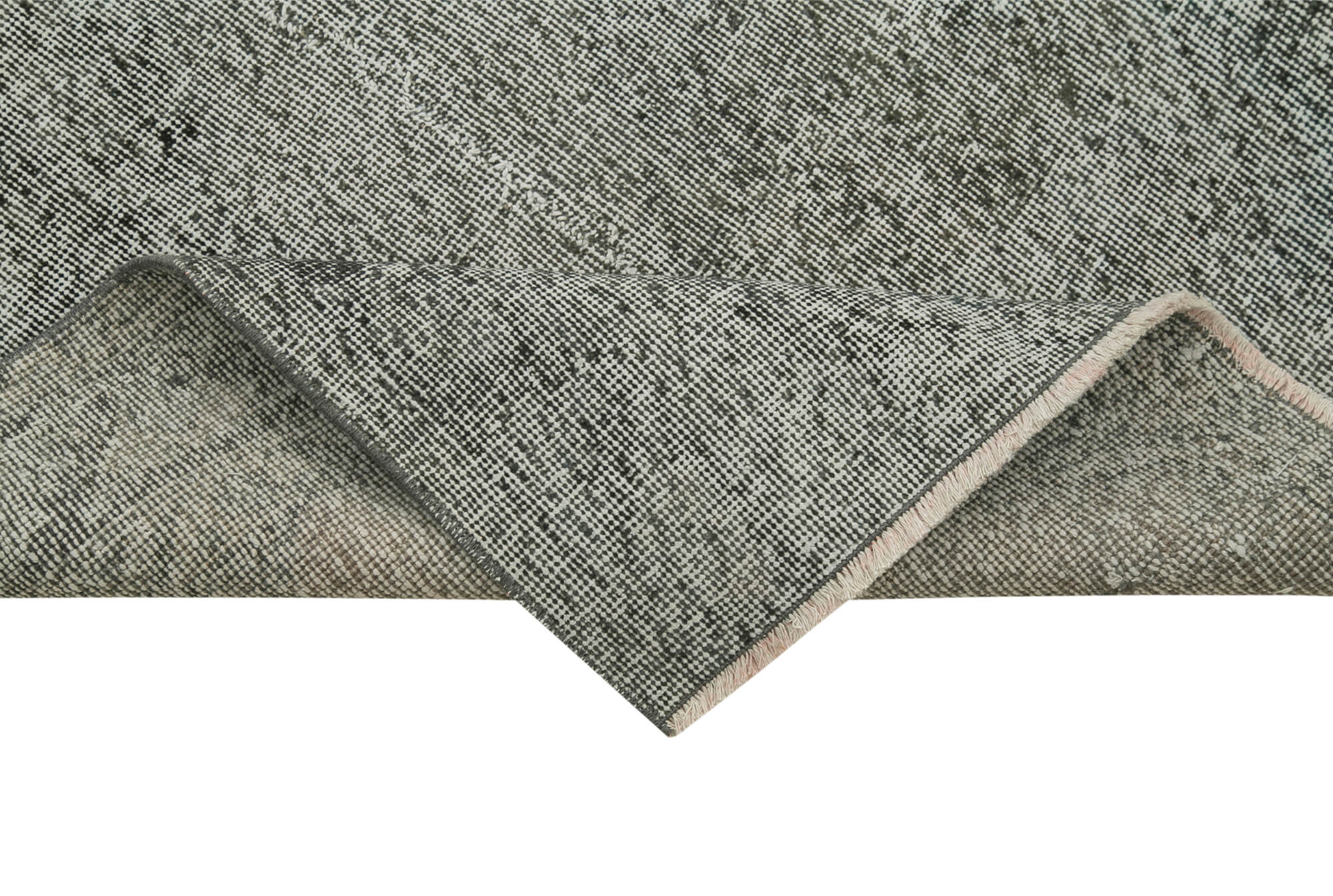 Handmade Vintage Area Rug - Overdyed Vintage Rug in Grey, Cotton Wool Blend 3'x11'10''