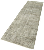 Handmade Vintage Area Rug - Overdyed Wool Rug | Grey Cotton Carpet 2'7''x9'7''