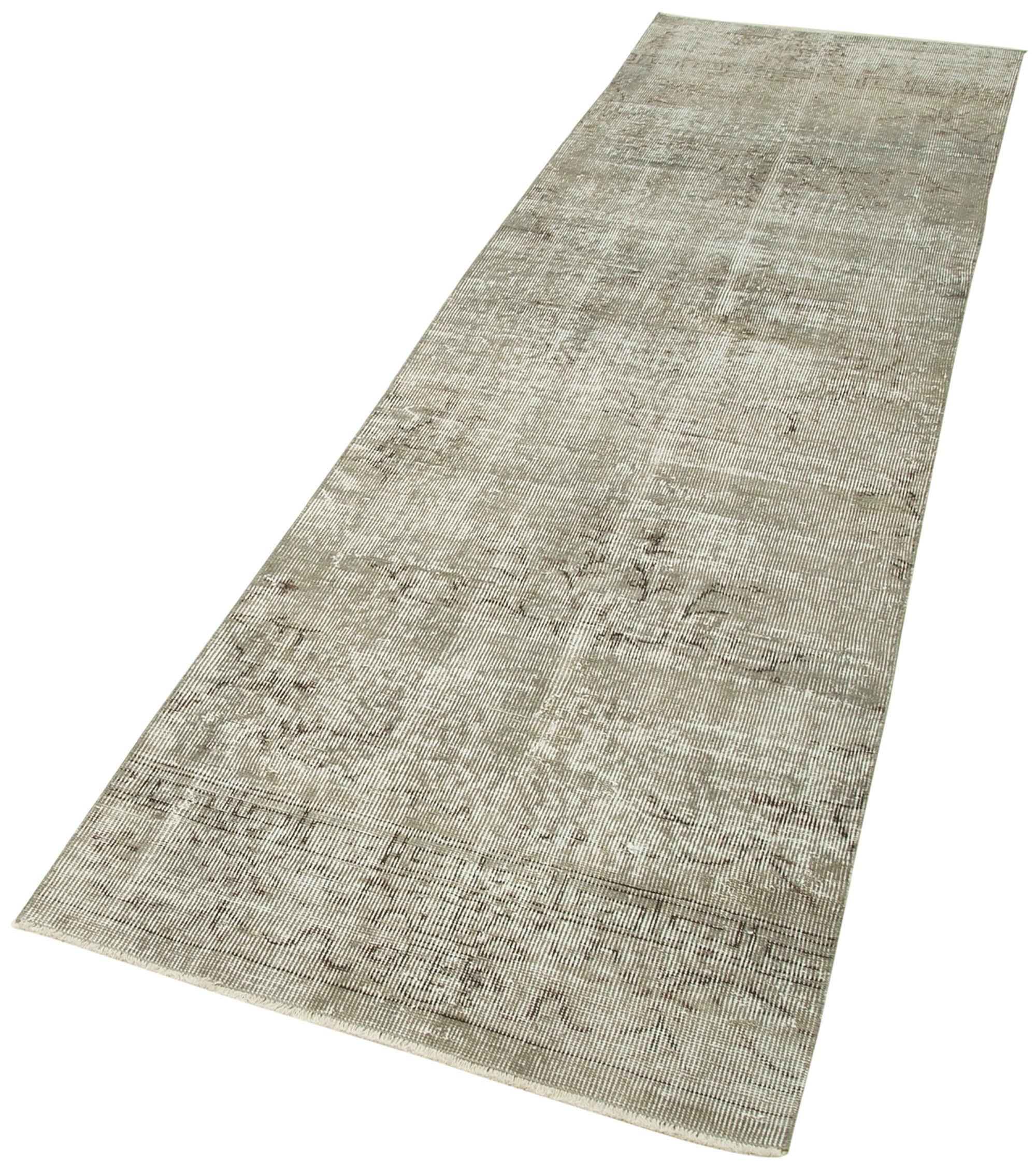 Handmade Vintage Area Rug - Overdyed Wool Rug | Grey Cotton Carpet 2'7''x9'7''