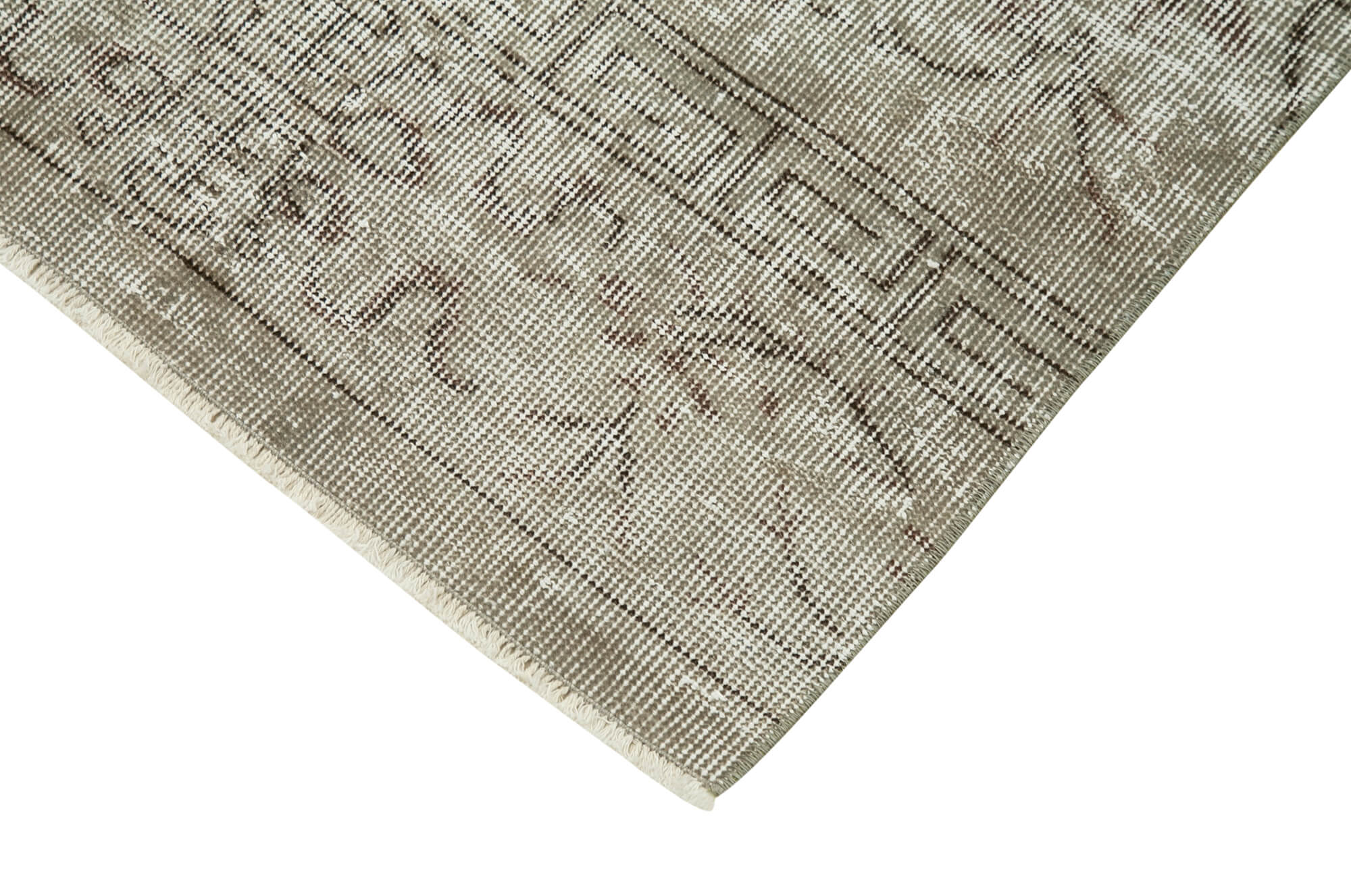 Handmade Vintage Area Rug - Overdyed Wool Rug | Grey Cotton Carpet 2'7''x9'7''