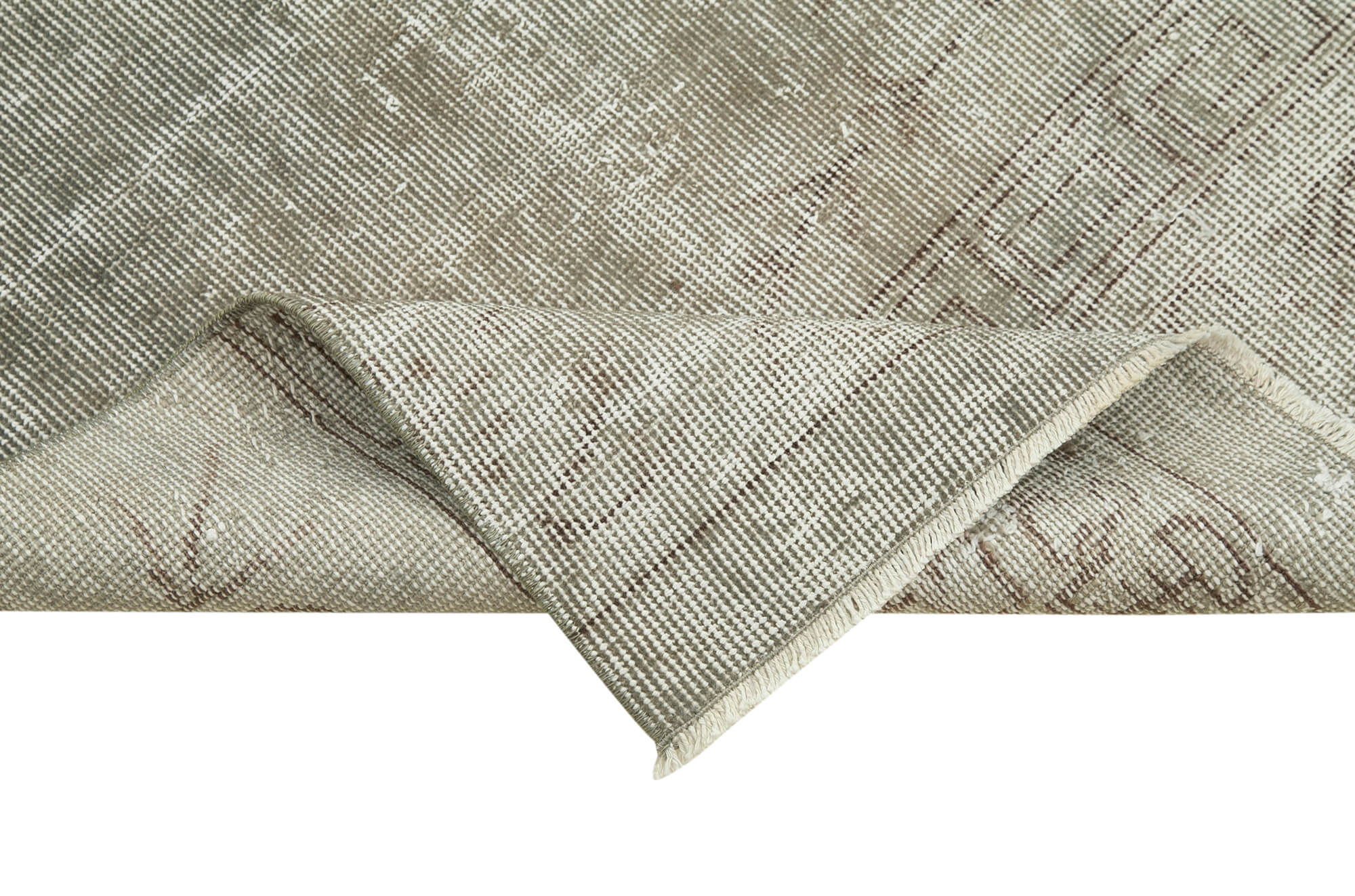 Handmade Vintage Area Rug - Overdyed Wool Rug | Grey Cotton Carpet 2'7''x9'7''