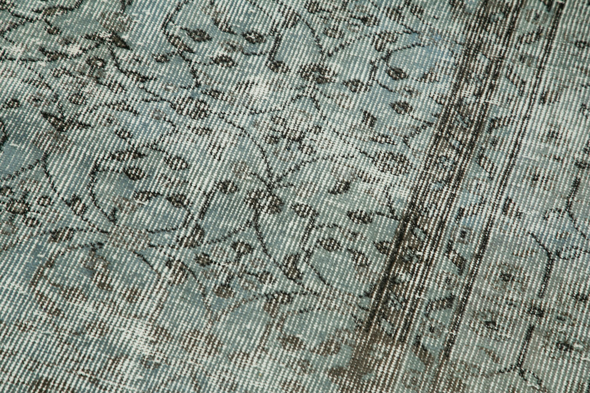 Handmade Vintage Area Rug – Overdyed Blue Cotton Wool Turkish Hand Knotted Carpet 2'6''x10'8''