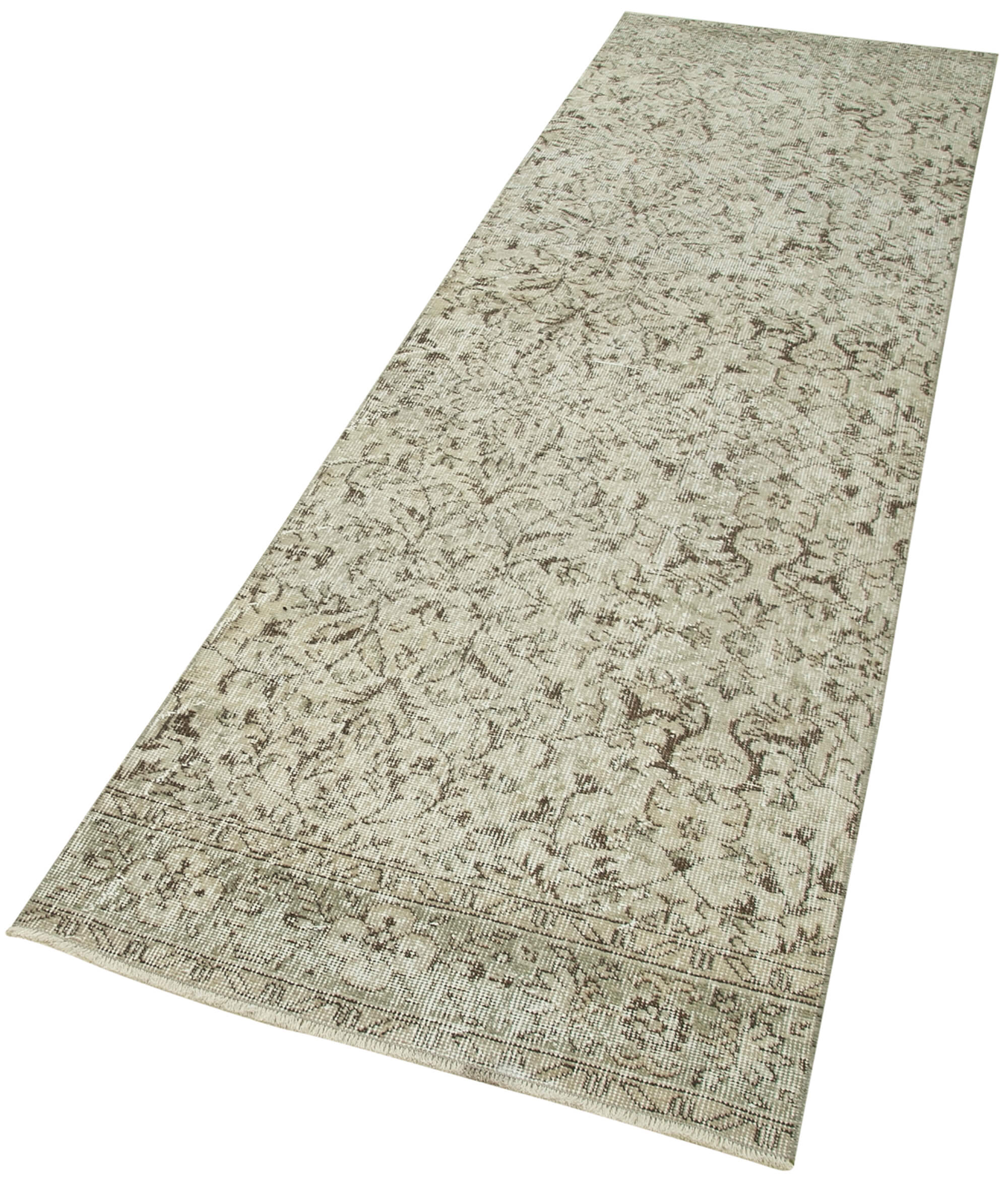 Handmade Wool Area Rug – Overdyed Beige Vintage Cotton Rug 2'8''x8'11''