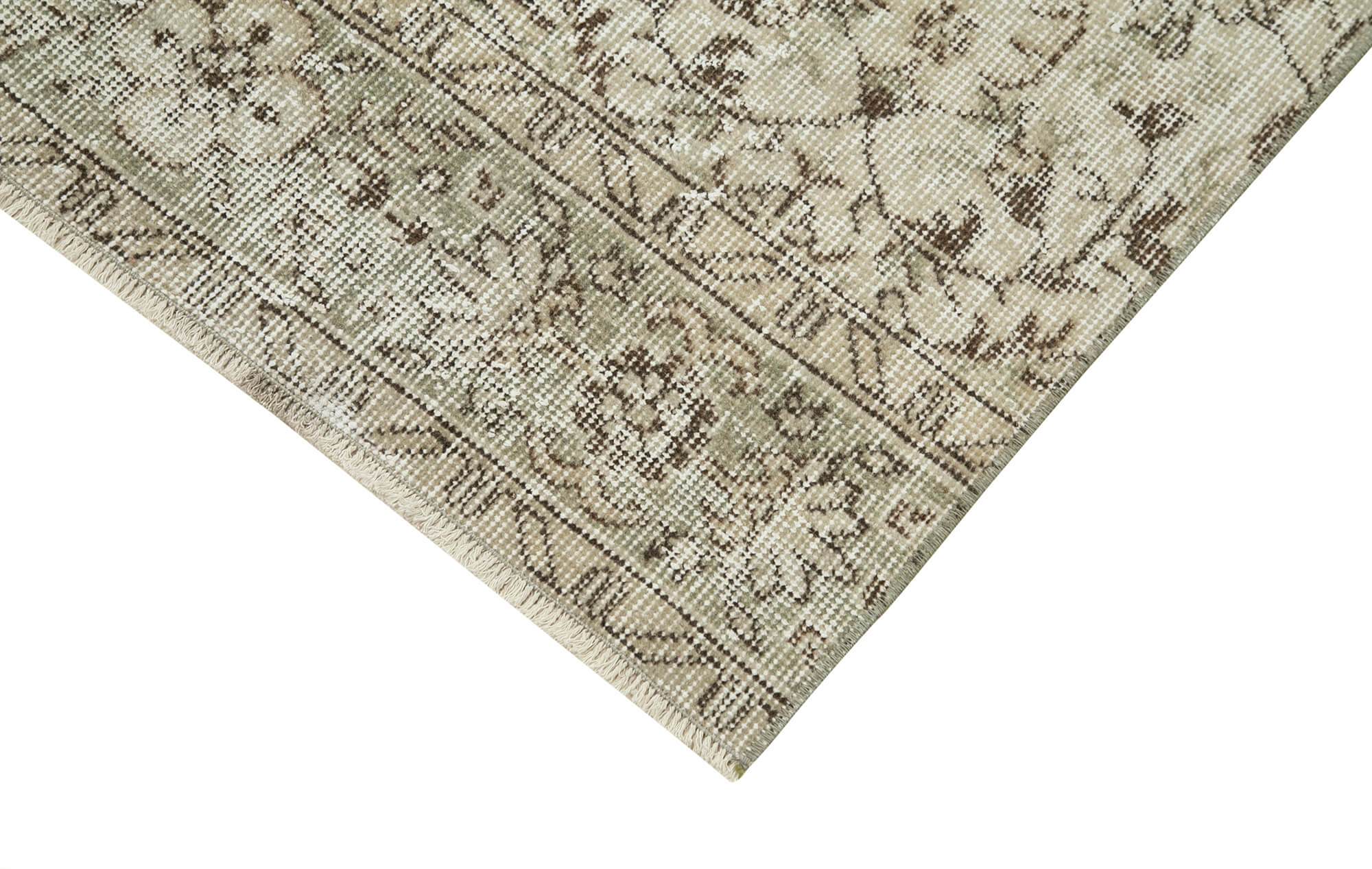 Handmade Wool Area Rug – Overdyed Beige Vintage Cotton Rug 2'8''x8'11''