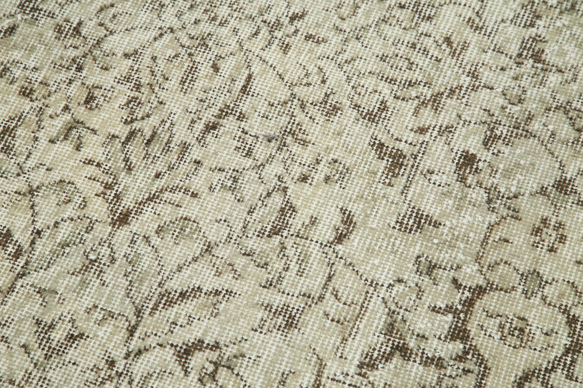 Handmade Wool Area Rug – Overdyed Beige Vintage Cotton Rug 2'8''x8'11''