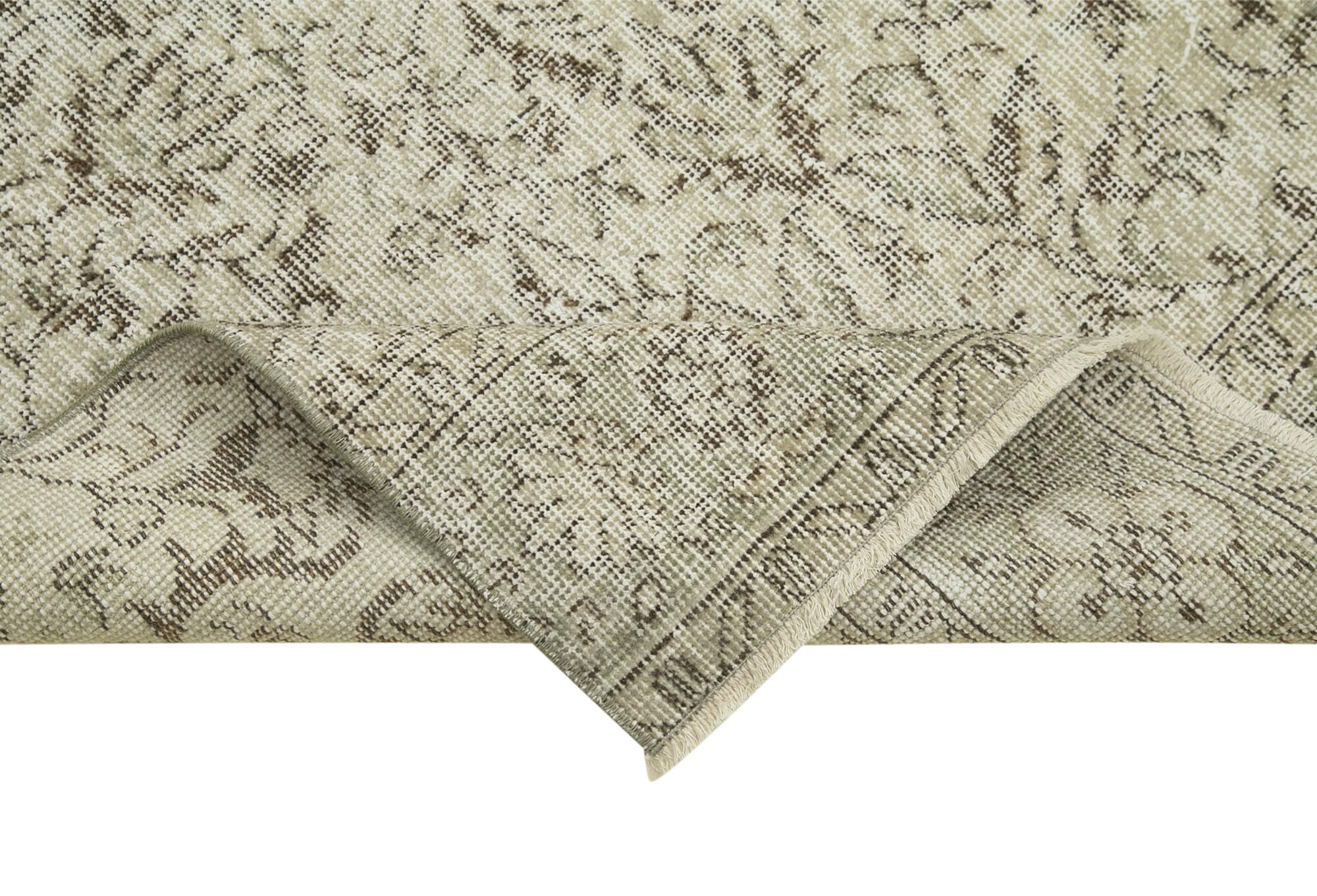 Handmade Wool Area Rug – Overdyed Beige Vintage Cotton Rug 2'8''x8'11''