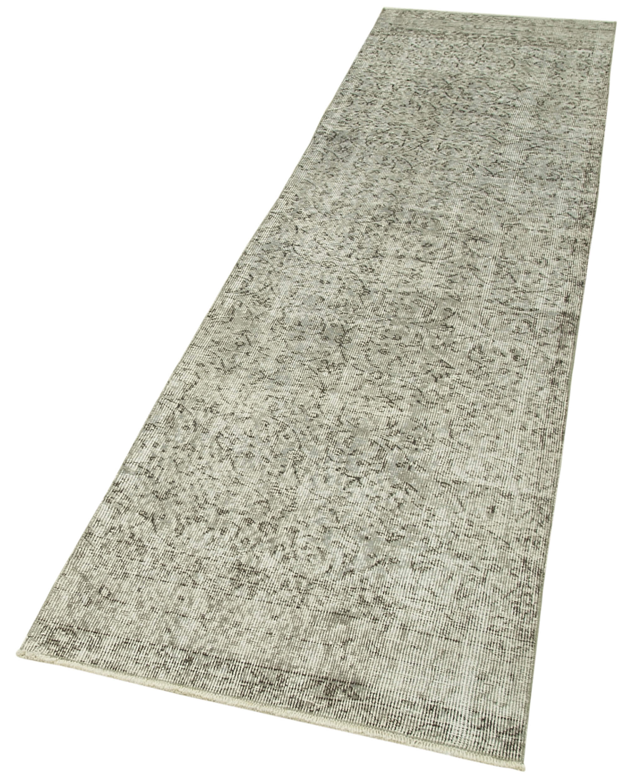 Vintage Wool Area Rug – Handmade Overdyed Vintage Carpet 2'8'' x 9'11'' Grey Runner