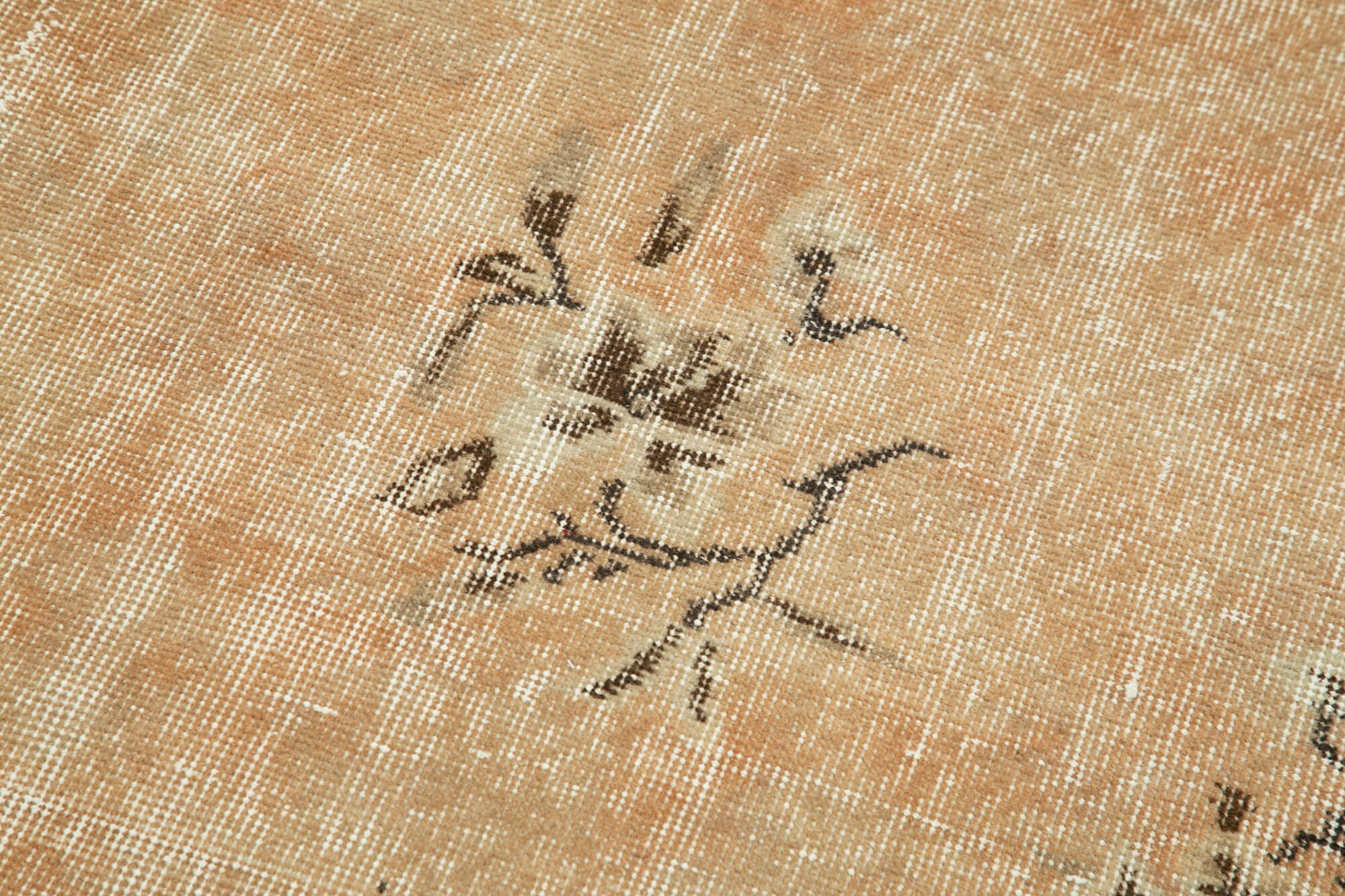 Handmade Vintage Area Rug – Overdyed Cotton Wool Blend, Beige Wool Floor Covering 2'6''x10'9''