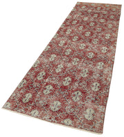 Handmade Vintage Area Rug – Overdyed Red Cotton Wool 3'0'' x 10'8'' Runner