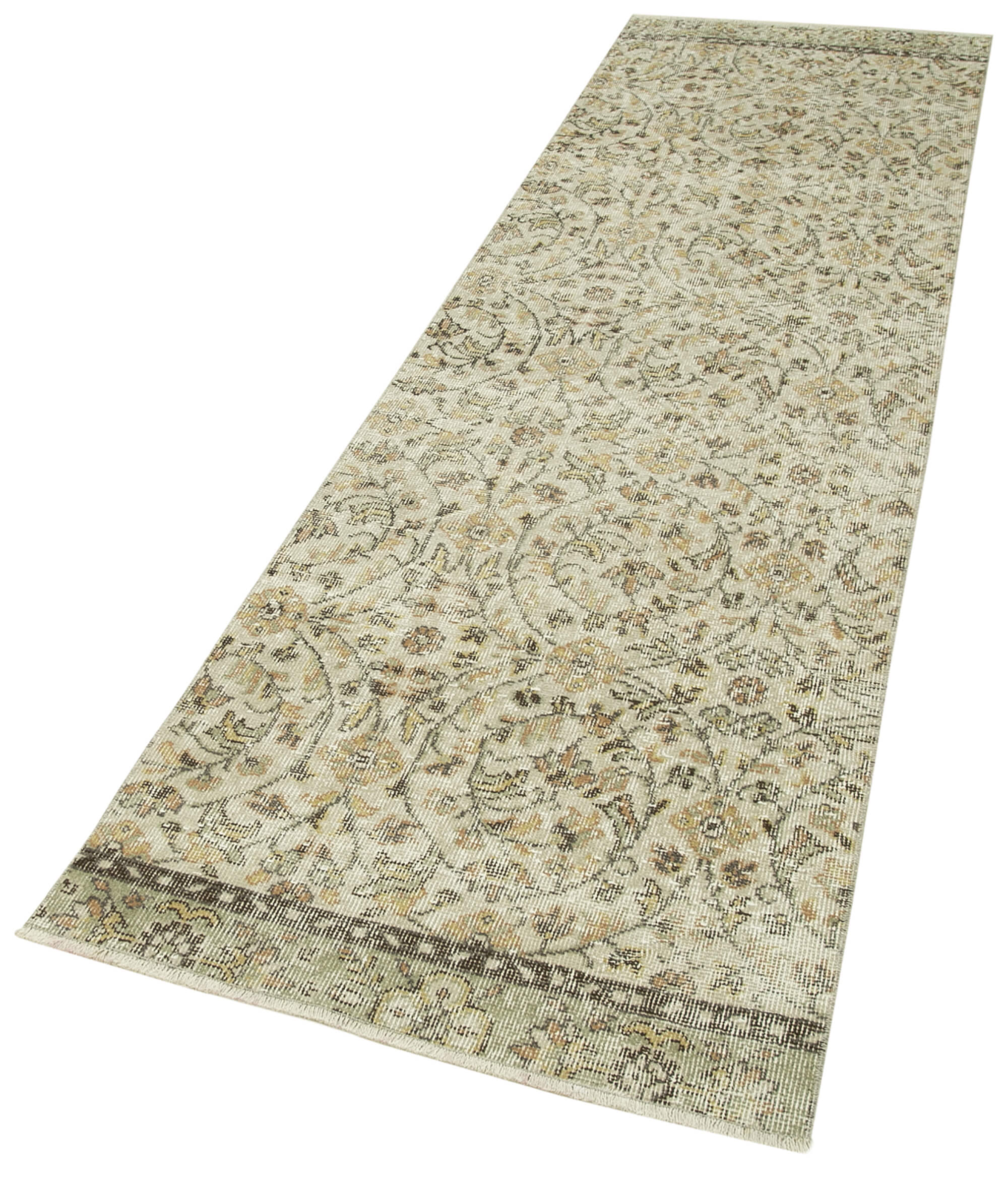 Handmade Vintage Area Rug – Overdyed Wool Rug | Cotton Wool Carpet 2'7''x9'6''