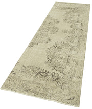 Handmade Vintage Area Rug – Overdyed Wool Rug | Neutral Beige Cotton Wool Carpet 2'11''x10'4''
