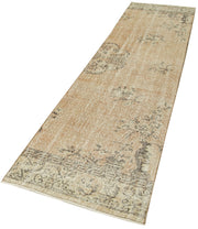 Vintage Handmade Area Rug – Overdyed Beige Turkish Cotton Wool Carpet 2'7" x 10'9"