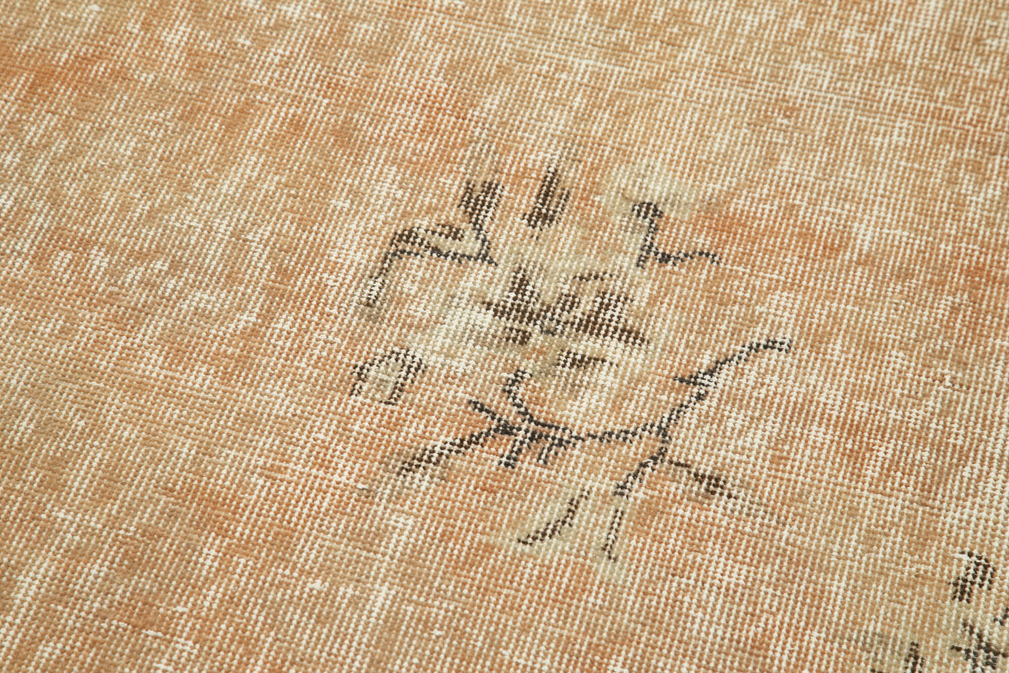Vintage Handmade Area Rug – Overdyed Beige Turkish Cotton Wool Carpet 2'7" x 10'9"