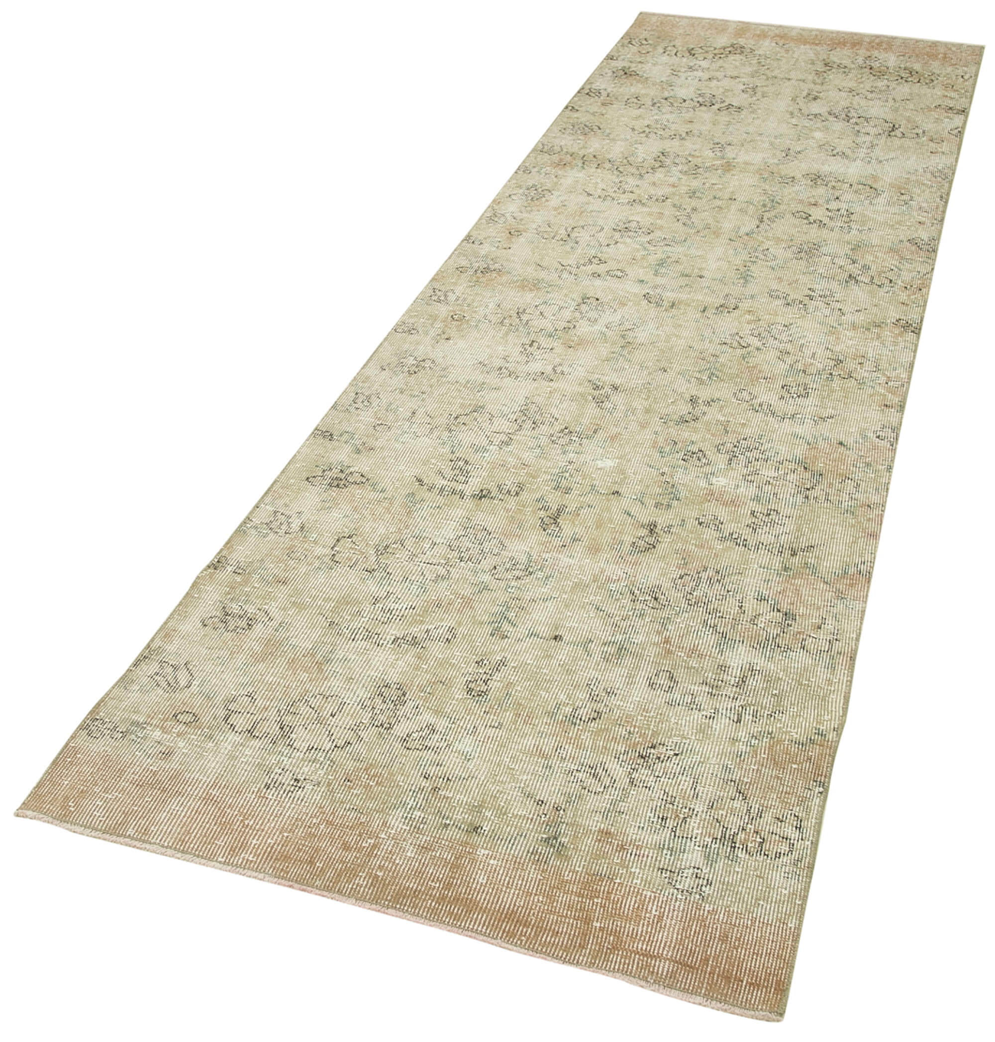Handmade Area Rug – Overdyed Wool Carpet, Vintage Cotton Rug 3'1" x 10'1"