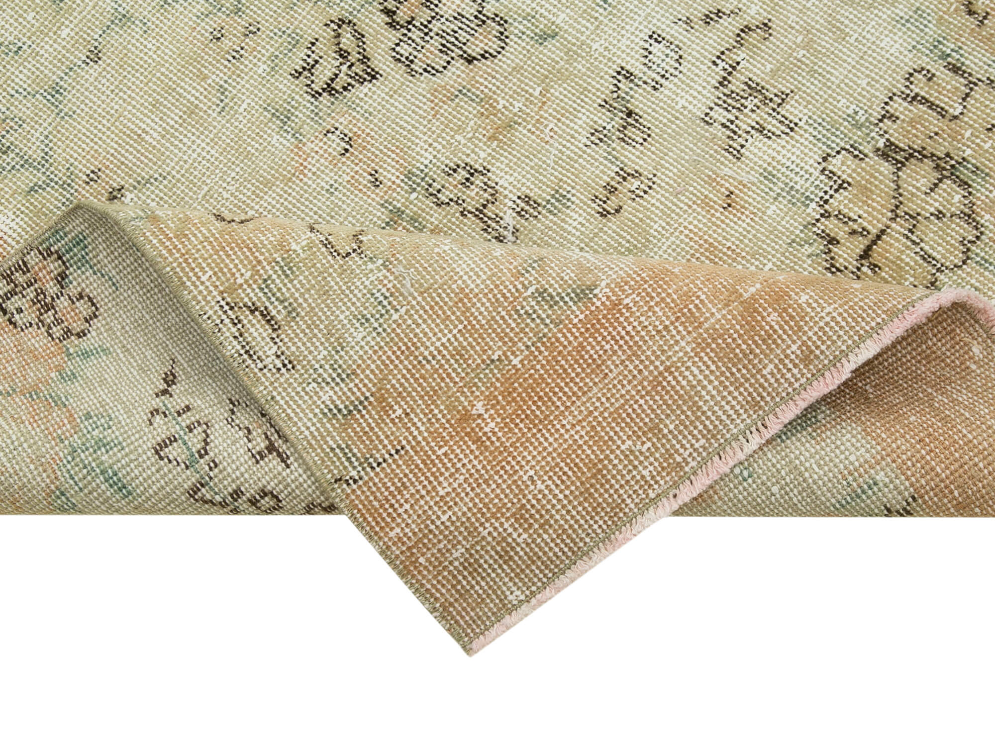 Handmade Area Rug – Overdyed Wool Carpet, Vintage Cotton Rug 3'1" x 10'1"